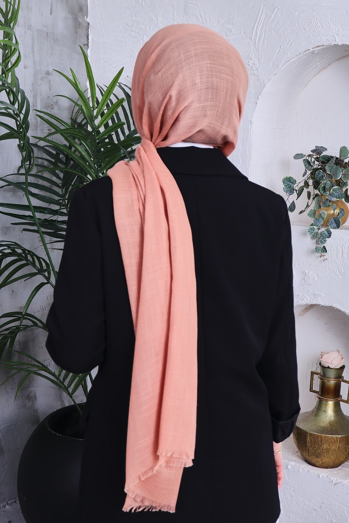 Golden Rose-Solid Color Flamed Shawl 4