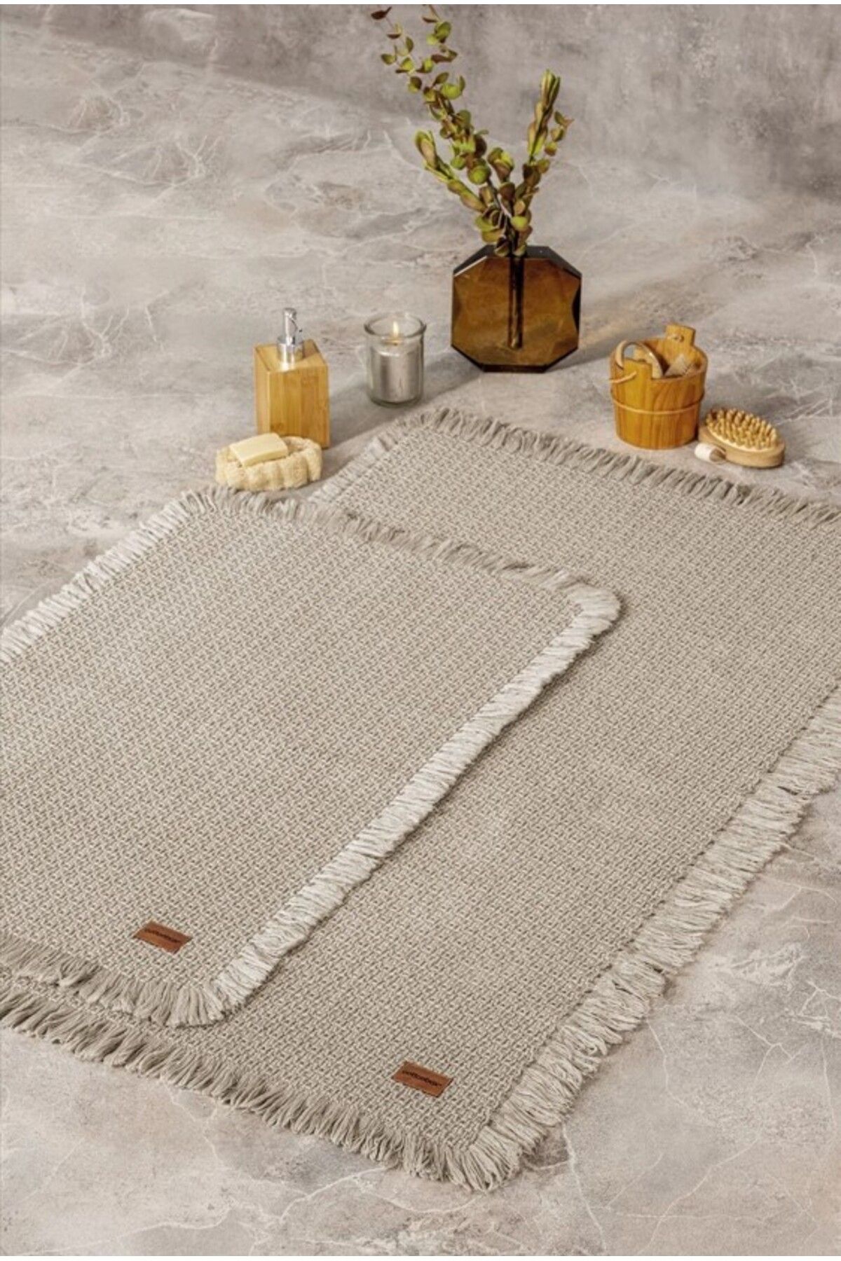 OEM Bath Rug Set Bej 2'li 75x125 60x90