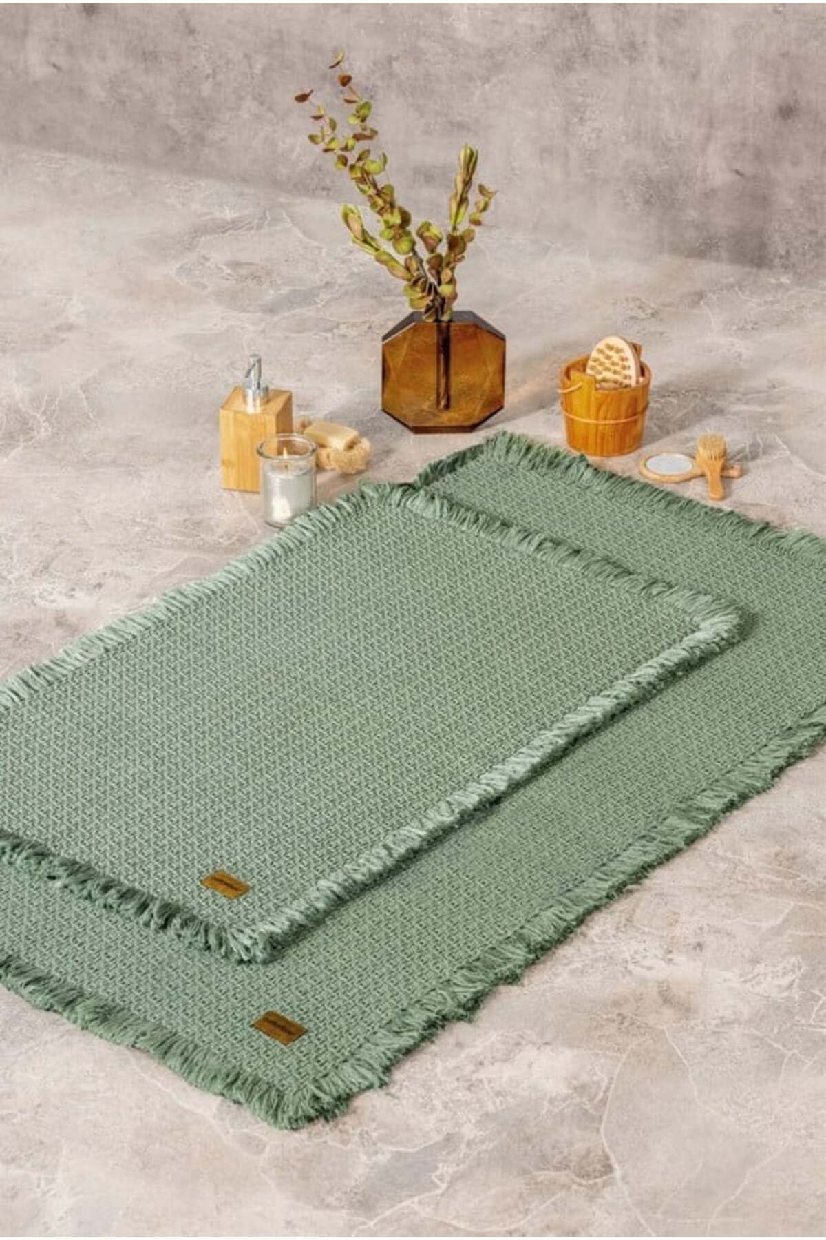 OEM Bath Rug Set Yeşil 2'li 75x125 60x90