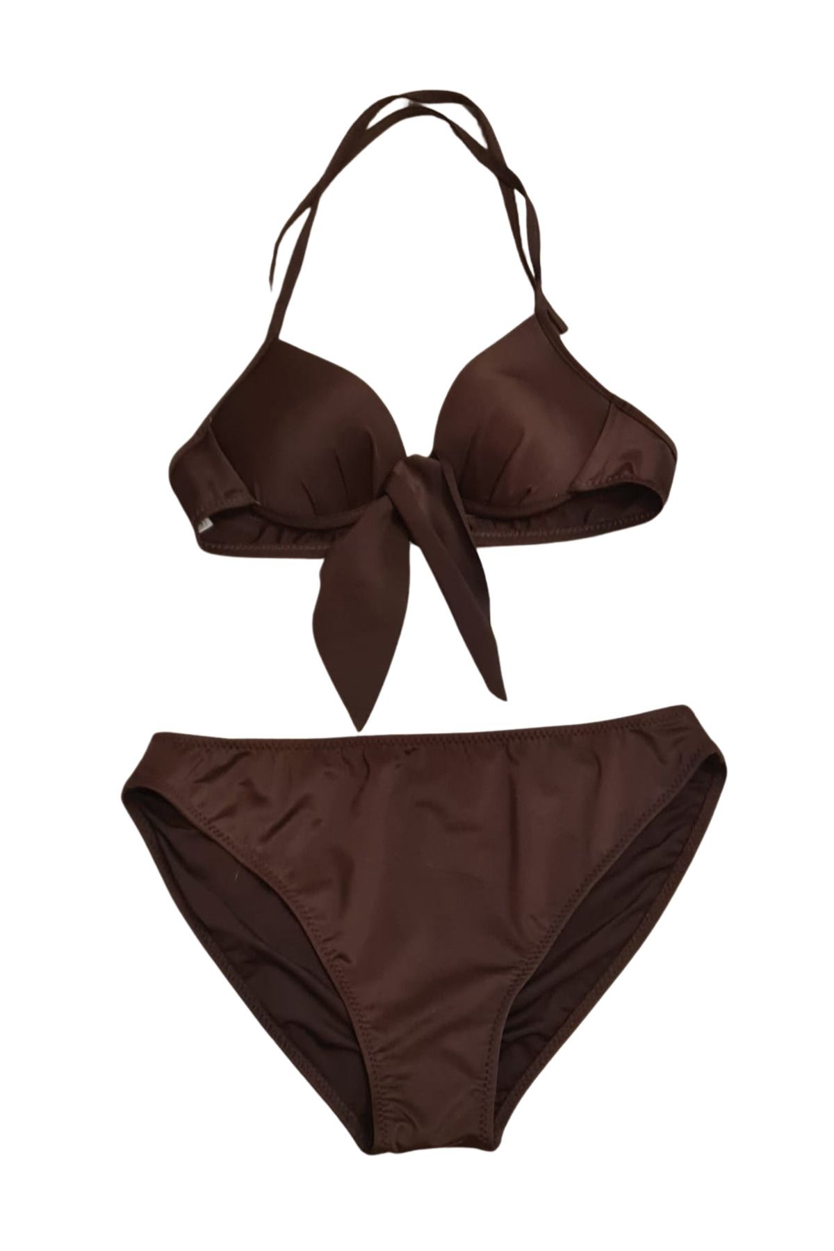 Butik Çağrı Mayo Pembe Brazilian Fiyonk Detaylı Dolgulu Destekli Push-Up Bikini Üstü