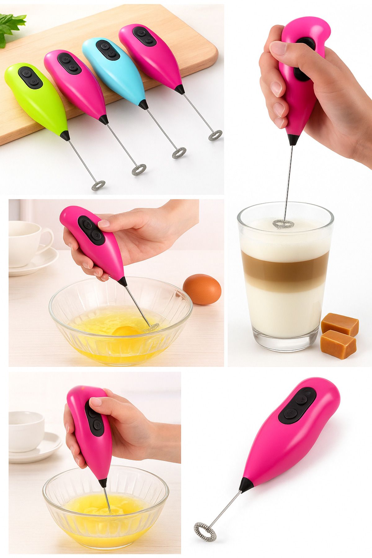 ZenGlow Mini Mikser Kahve Süt Köpürtücü Karıştırıcı Cappucino Mixer Pilli Çırpıcı Sunum