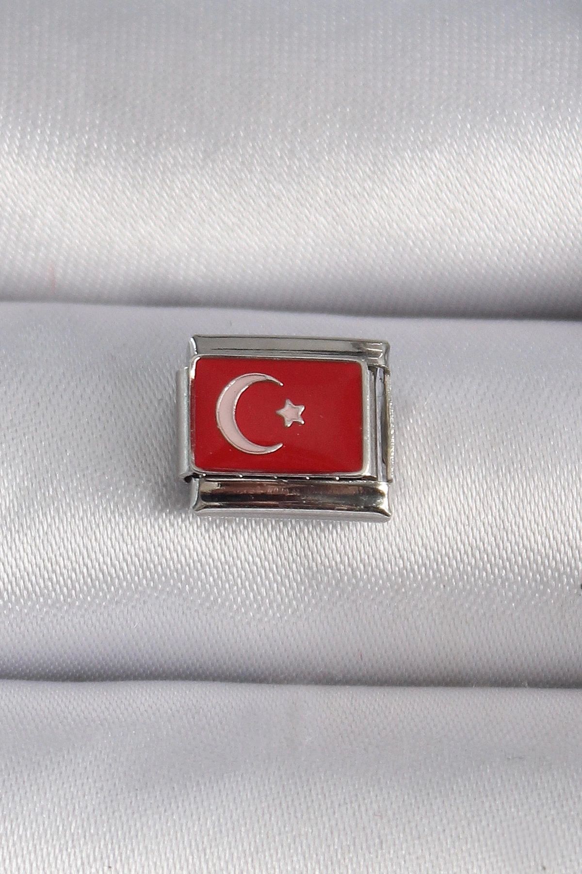 Clariss 316L Çelik Gümüş Renk Türk Bayrağı İşlemeli Nomination Charm