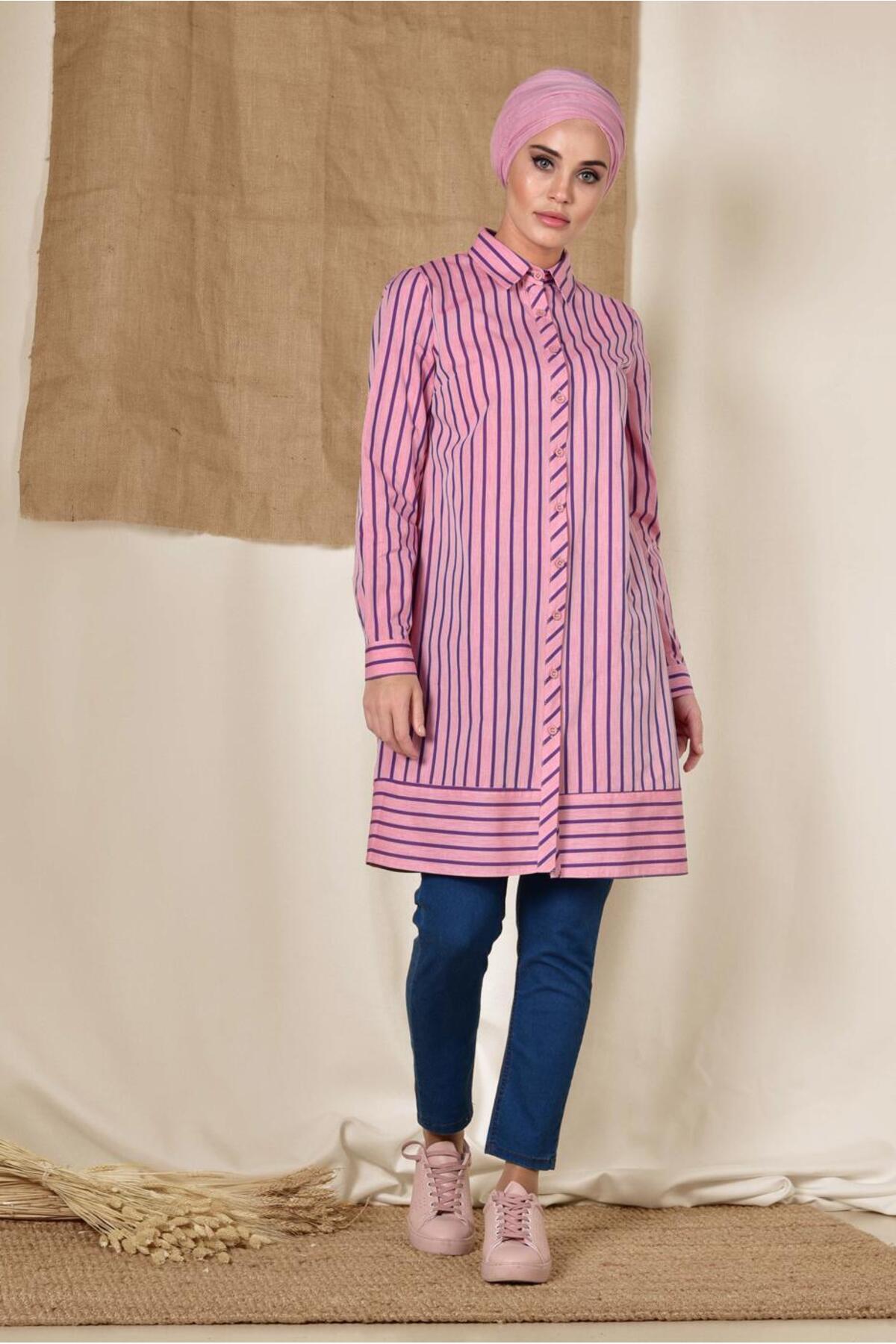 آلوینا تونیک دکمه‌دار طرح‌دار راه‌راه ۴۰۰۶