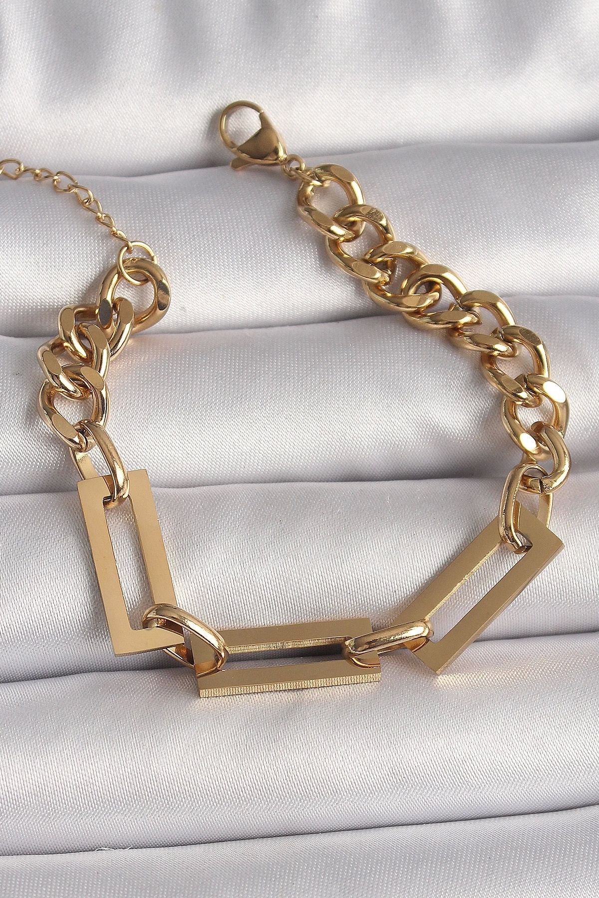 Clariss 316L Çelik Gold Renk 2'Li Zincir Model Kadın Bileklik
