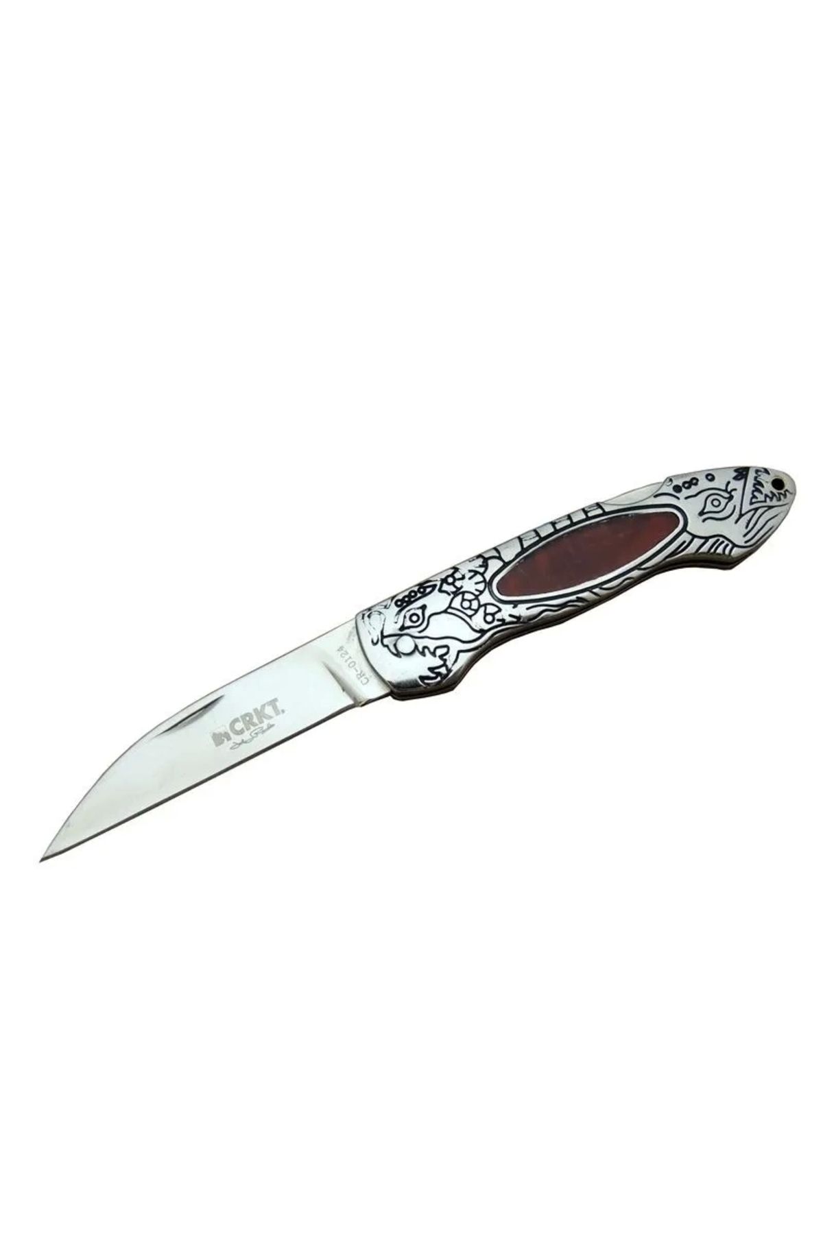 YNT İthalat Cr 0124 Rd Kamp Çakı 20 Cm - Metal Desenli Sap, Kılıflı, Kutulu