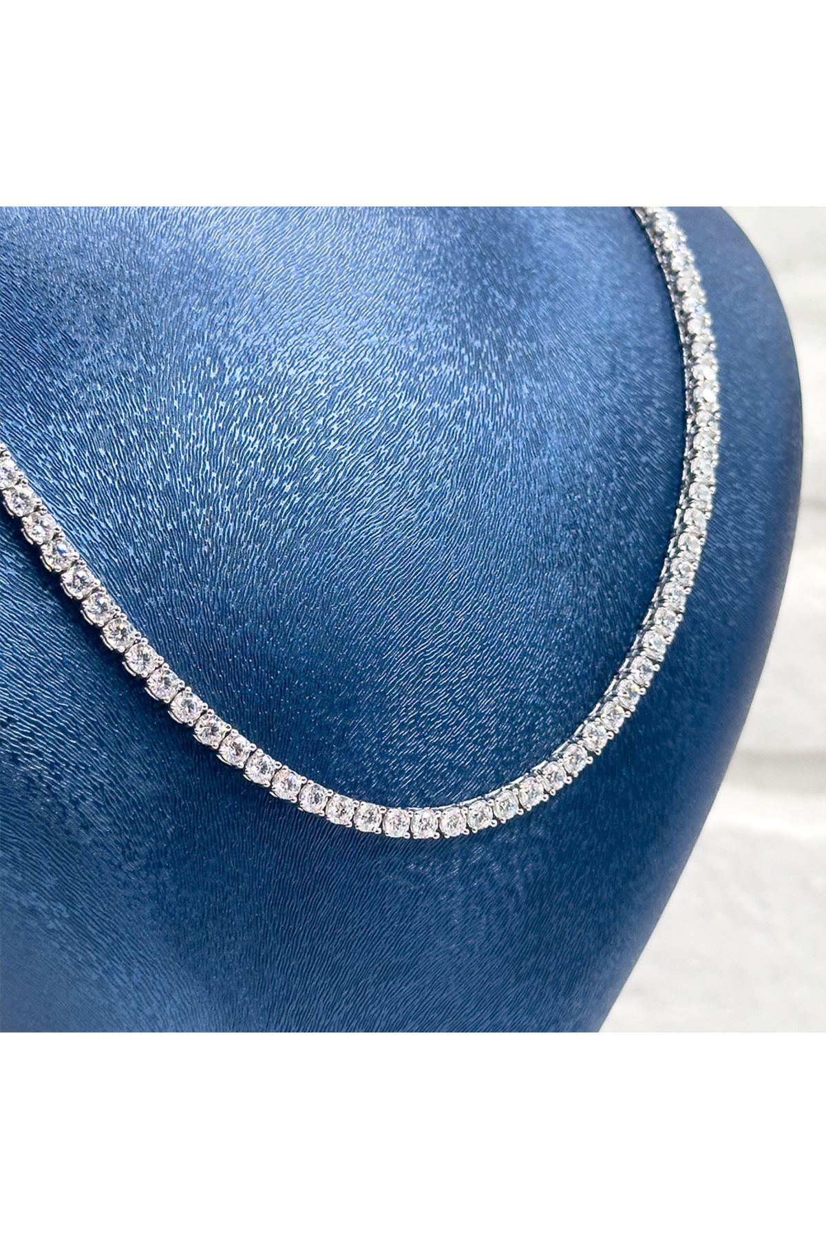 Livora Jewelry Su Yolu Pırlanta Montür Gümüş Gerdanlık - 3MM