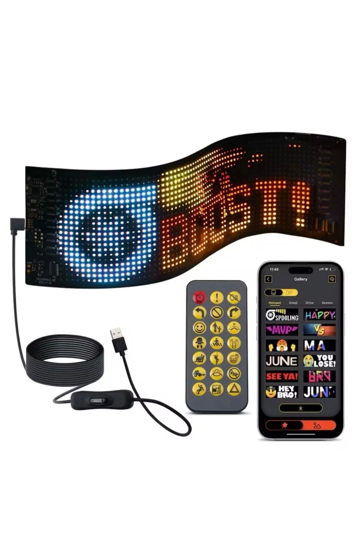 YNT İthalat Led Panel Cama Yapışan Telefon Kontrollü Led Ekran Panel 16*64 Led Sayısı