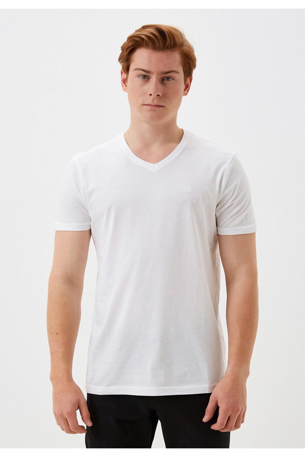 Ncs Jeans Erkek Tişört Bisiklet Yaka Beyaz Slim Fit %100 Pamuk T-shirt NCS JEANS 1051
