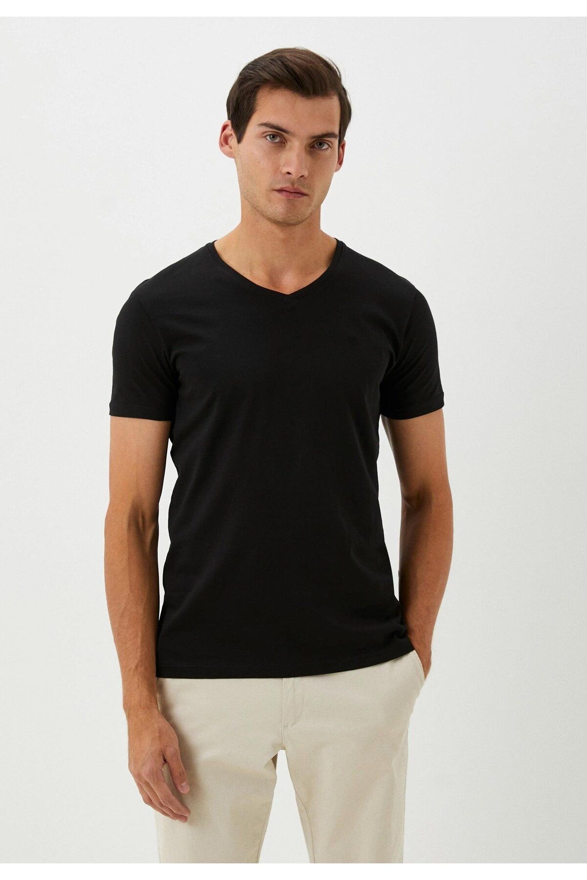 Ncs Jeans Erkek Tişört Bisiklet Yaka Siyah Slim Fit %100 Pamuk T-shirt NCS JEANS 1051