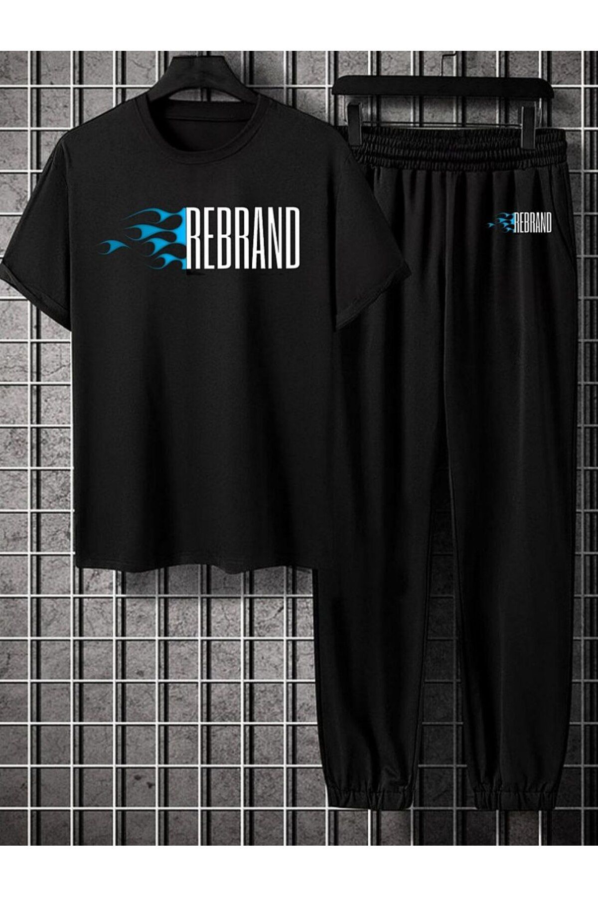 REBRAND Oversize T-shirt Takımı - Baskılı Alt Üst Eşofman Takım