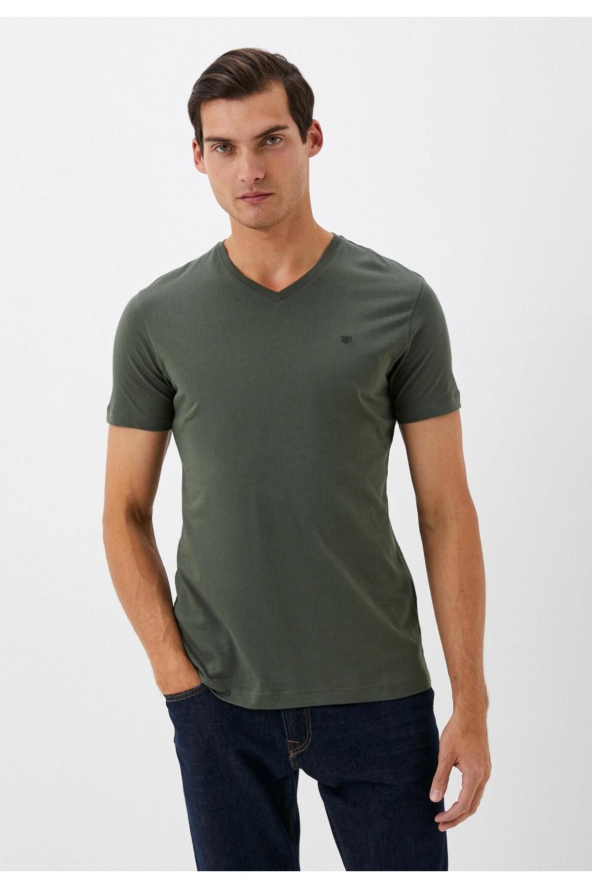 Ncs Jeans Erkek Tişört Bisiklet Yaka Haki Slim Fit %100 Pamuk T-shirt NCS JEANS 1051