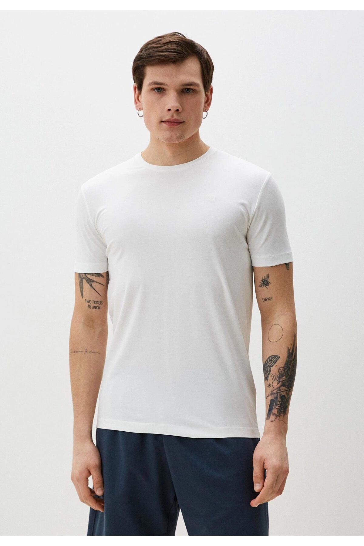 Ncs Jeans Erkek Tişört Bisiklet Yaka Beyaz Slim Fit T-shirt NCS JEANS 1266