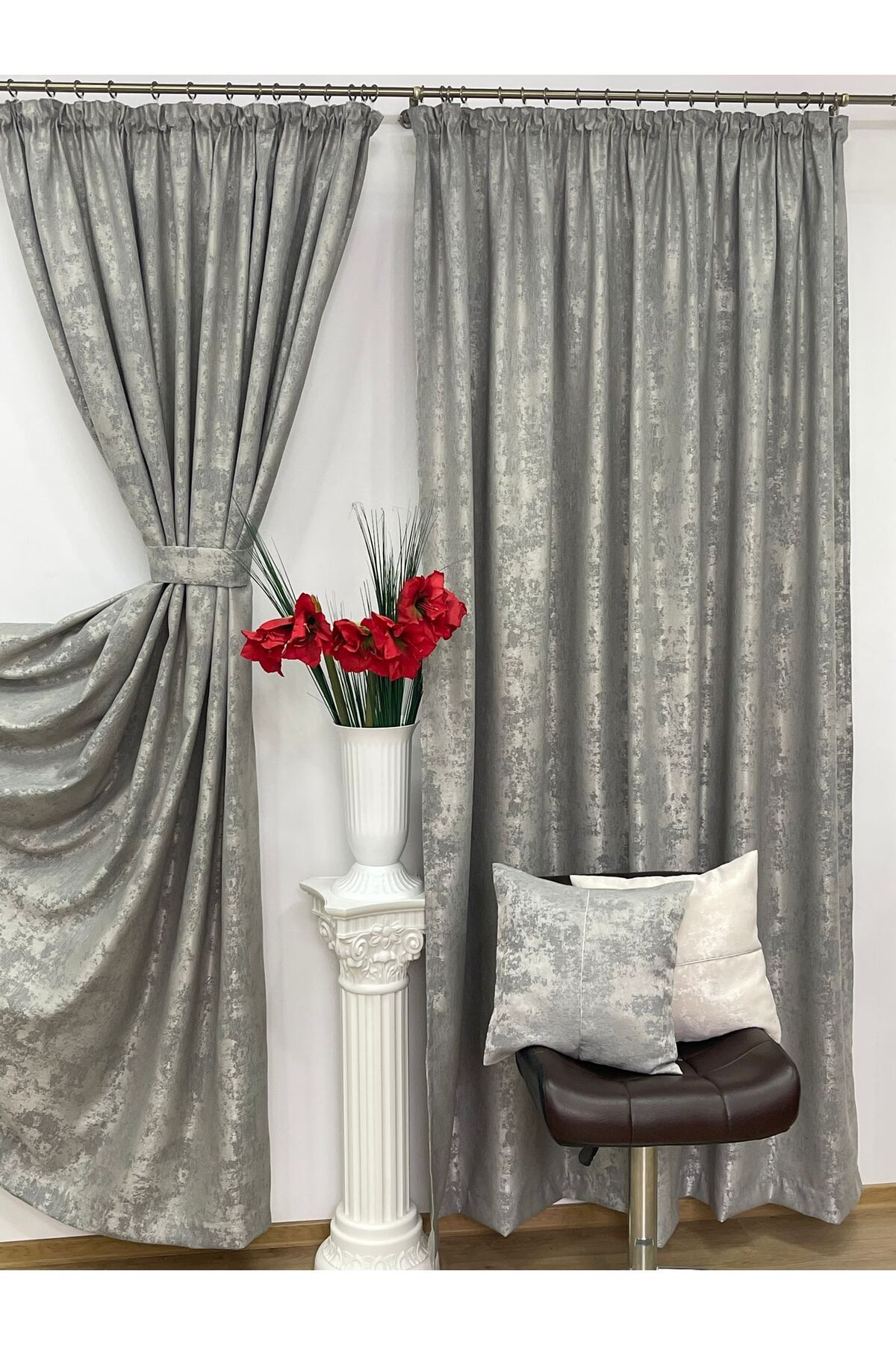 Liz Line Set Doua Draperii Semiopace, Gri, "imaginaria" By Liz Line, 2x250x245cm, Cu Rejansa - - 250 x 245