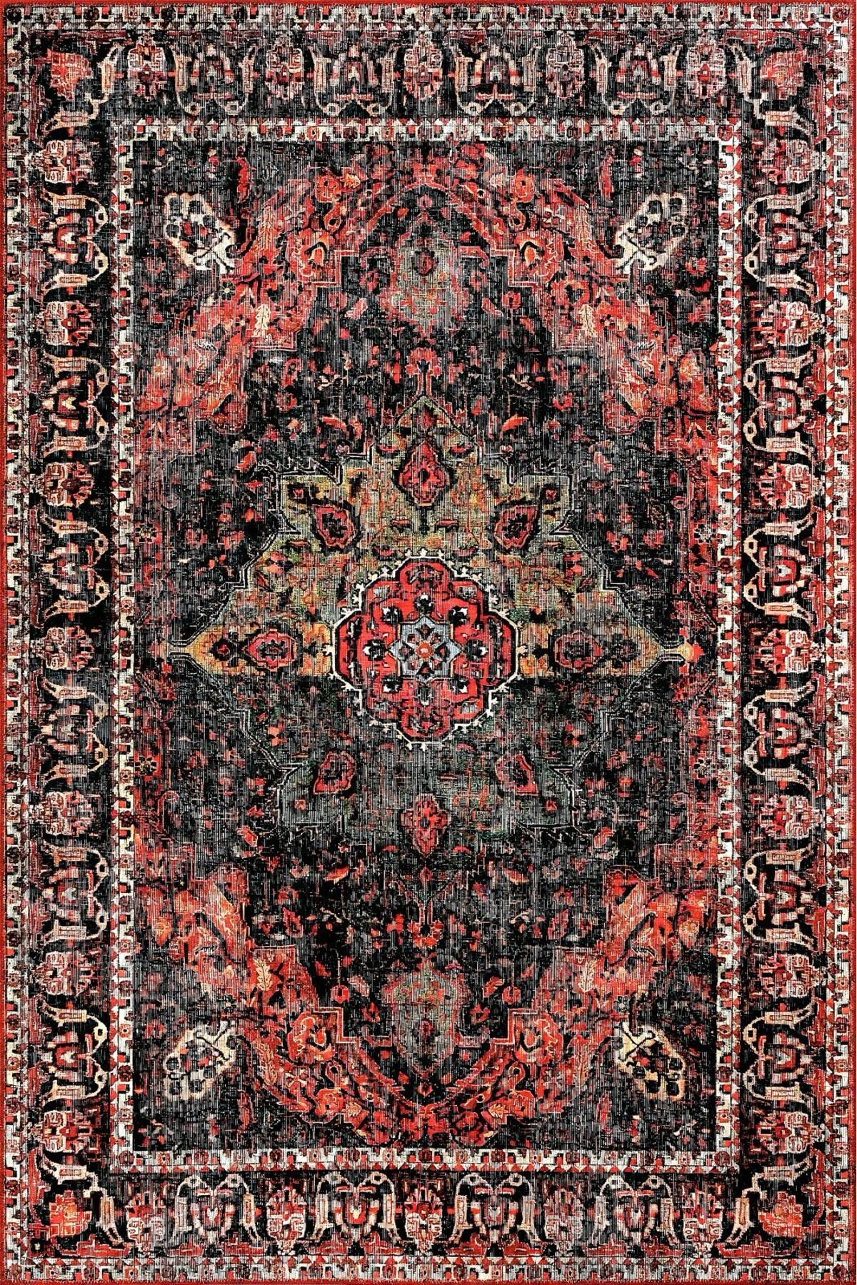 Harikabirev HARİKABİREV | VİNTAGE ESKİTME TARZ OTANTİK MİNİMALİST MODERN DESENLİ | YIKANABİLİR HALI