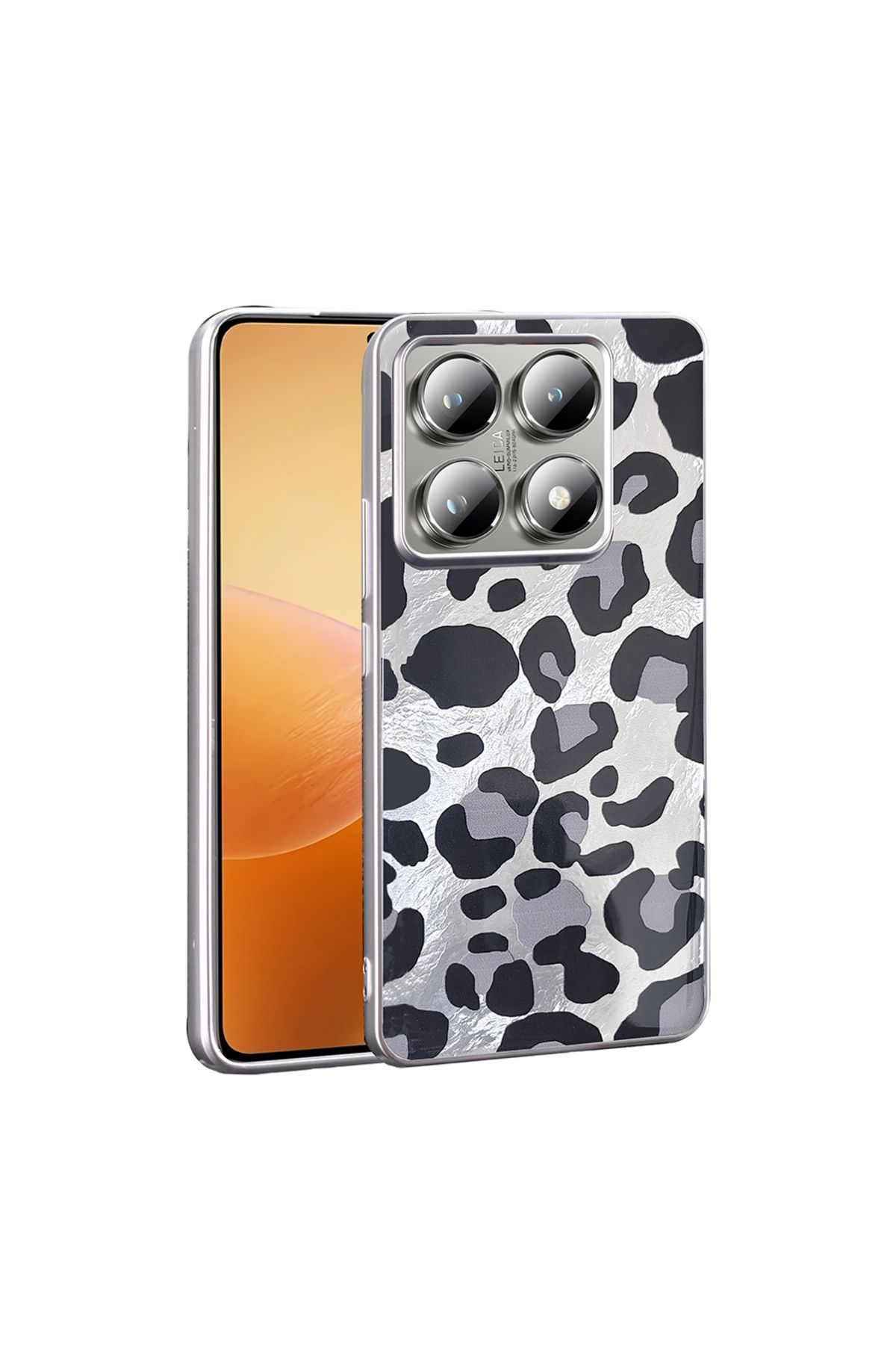 HTstore Xiaomi Uyumlu 14T Kılıf Desenli Zore Mep Kapak-Gri leopar