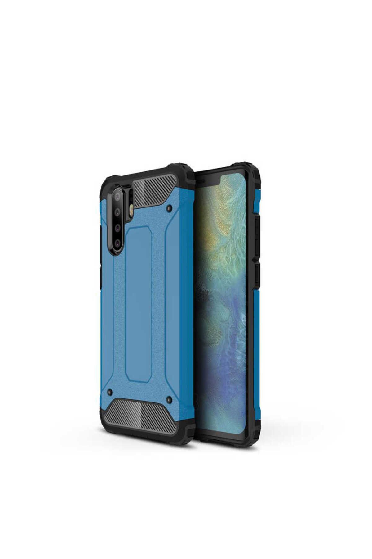 HTstore Huawei Uyumlu P30 Pro Kılıf Zore Crash Silikon Kapak-Mavi