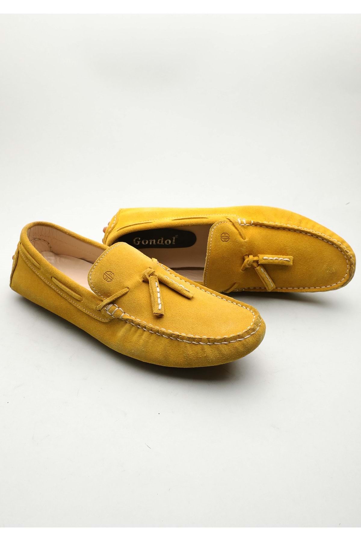 Gondol-Men's Genuine Leather Classic Loafer Yellow 42 Ttx.601179 2