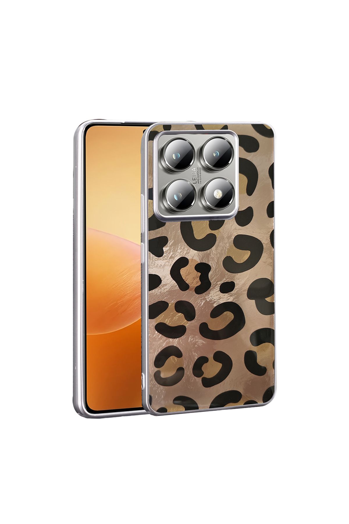 HTstore Xiaomi Uyumlu 14T Kılıf Desenli Zore Mep Kapak-Gold leopar