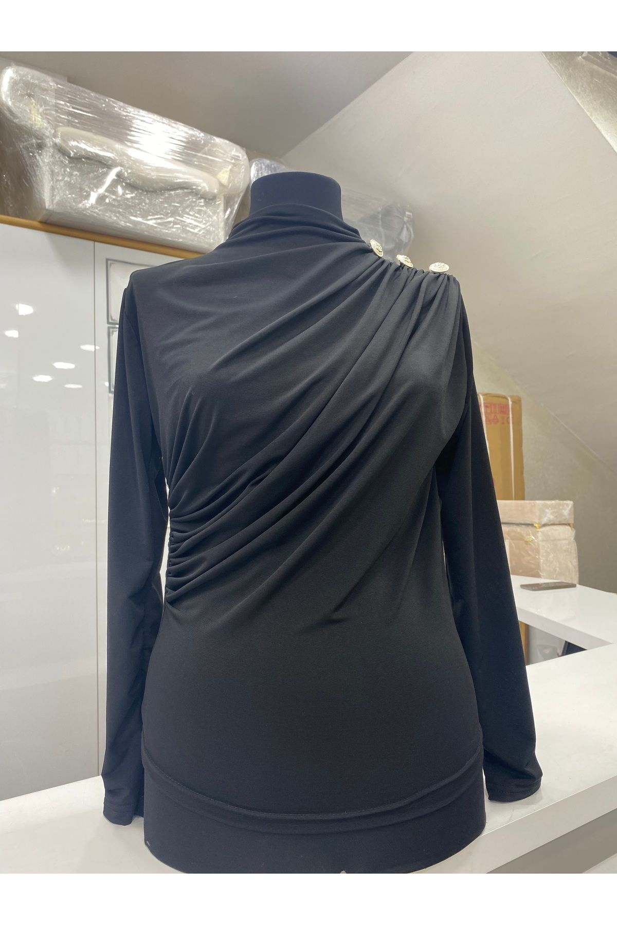 saygın moda dik yaka bluz