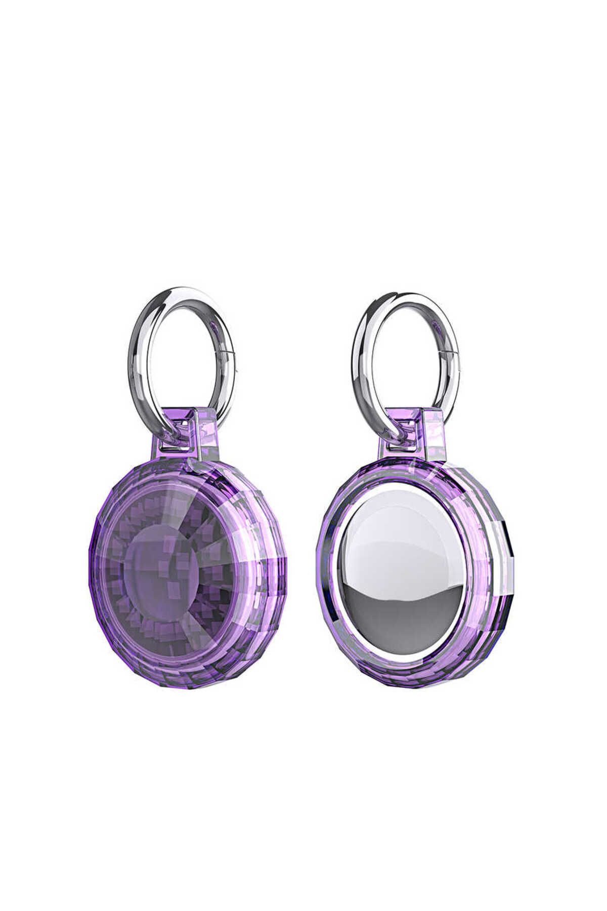 HTstore Zore Airtag Uyumlu 04 Silikon Anahtarlık-Mor