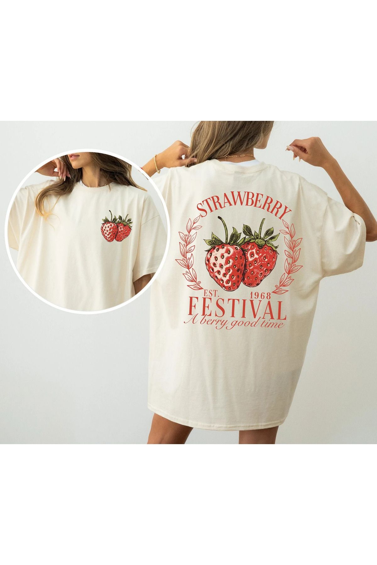 JANSO GROUP - KADIN BASKILI KISA KOLLU TSHIRT OVERSİZE BEDEN PAMUKLU 10