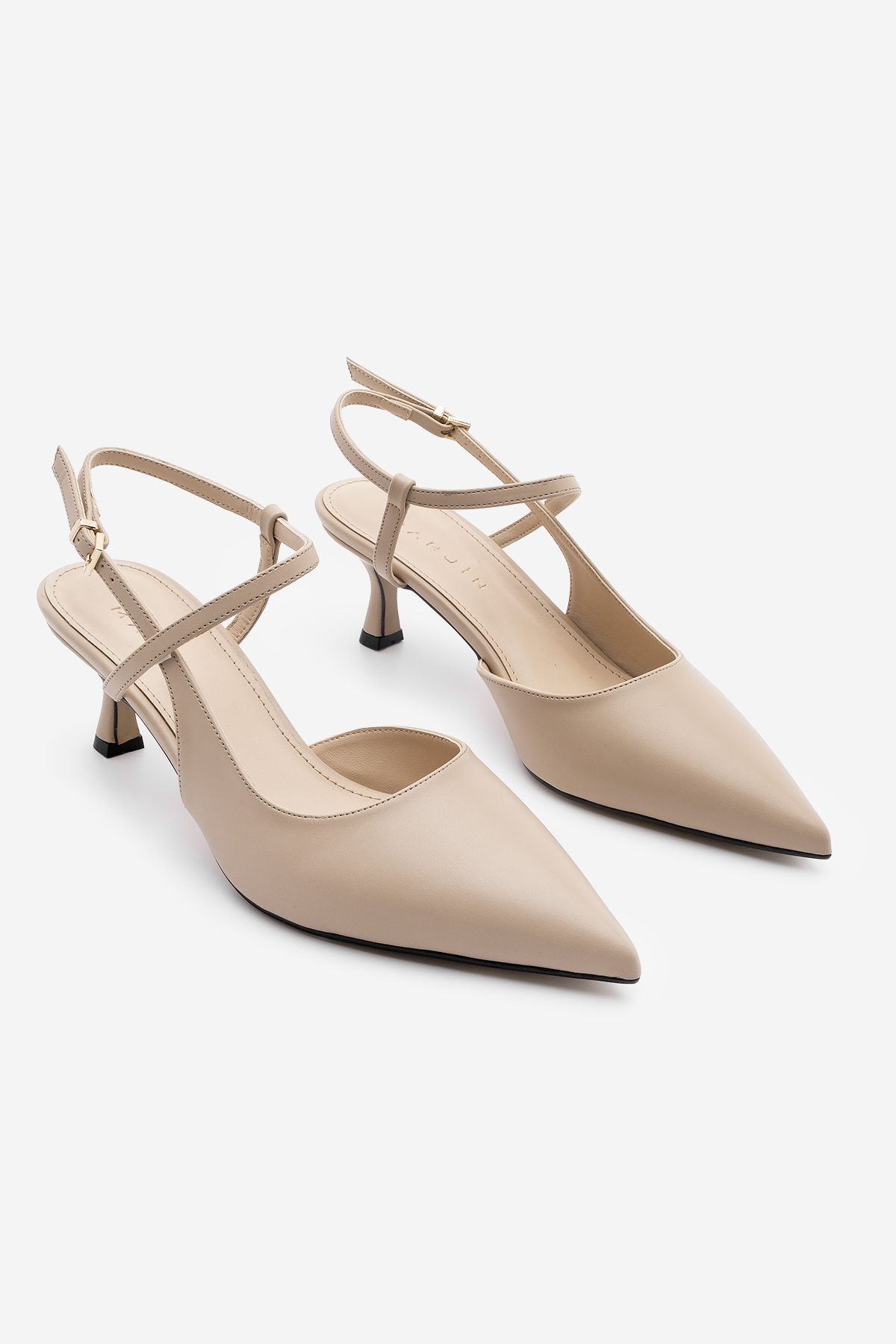 Marjin-Livam Beige Stiletto pentru femei - Tocuri cu vârf ascuțit și bretele cu spatele deschis 5