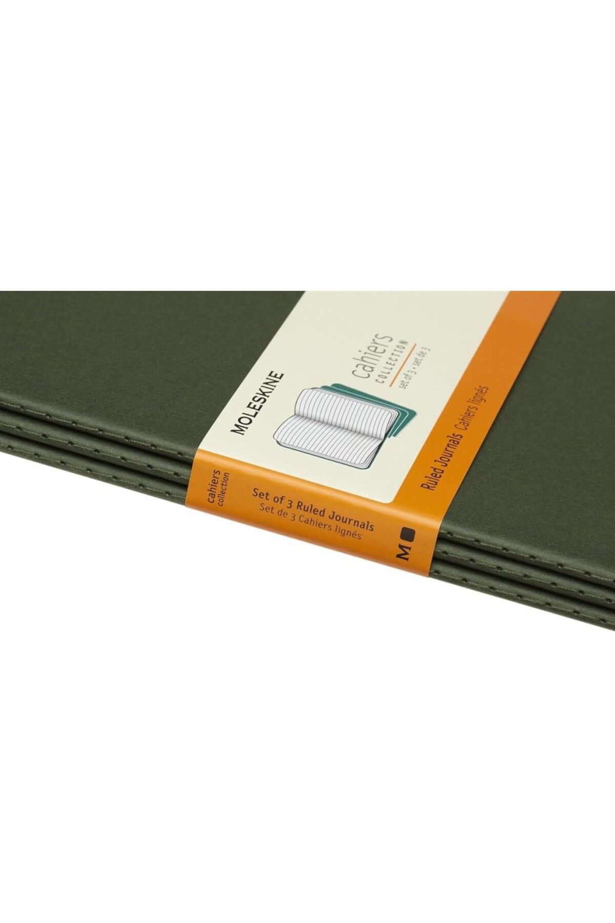 Moleskine-Striped Cahier Notepad Set of 3 L Size Myrtle Green 3
