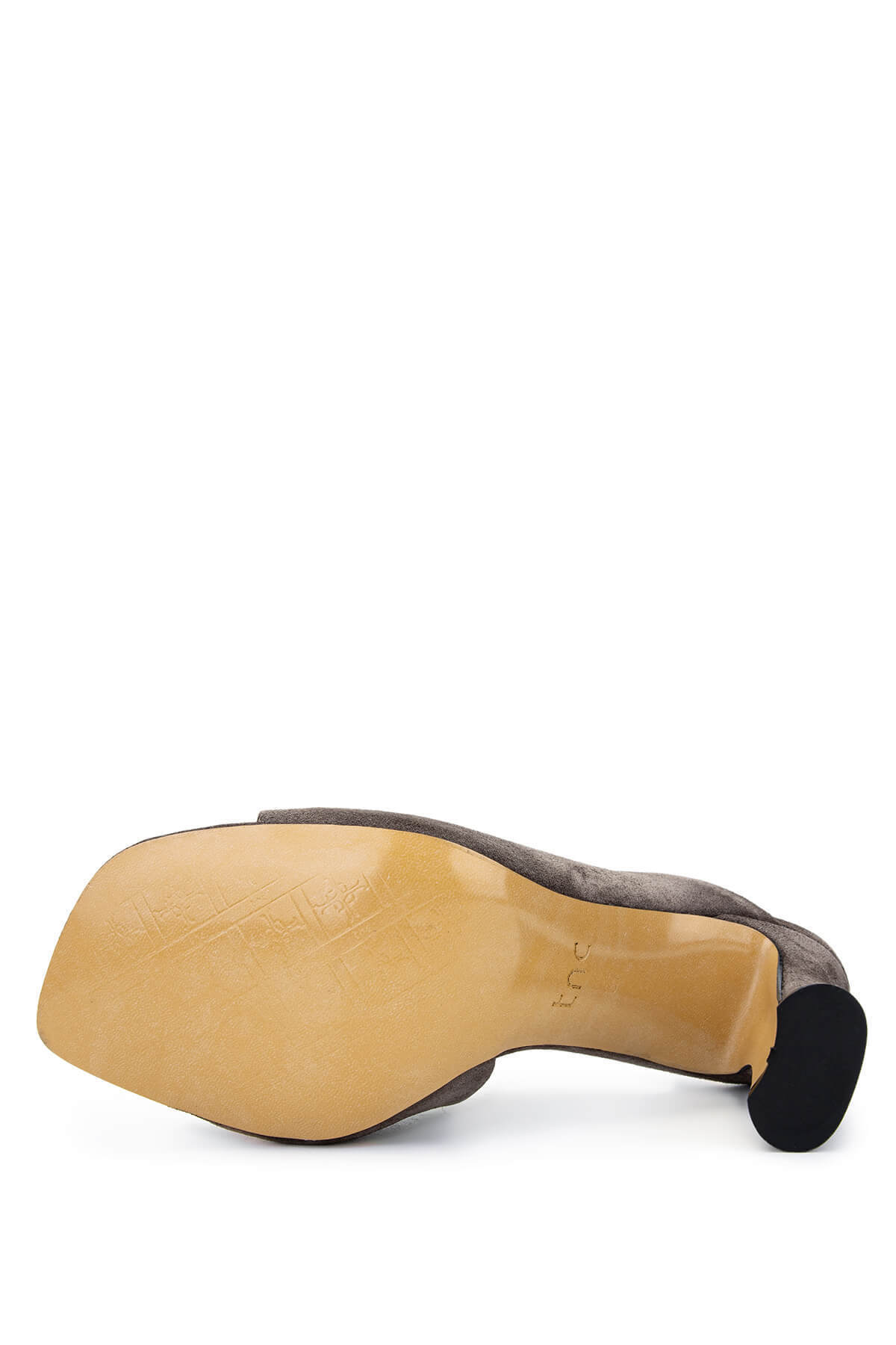 Tamer Tanca-Women's Genuine Leather Taupe Suede Heeled Slippers 3