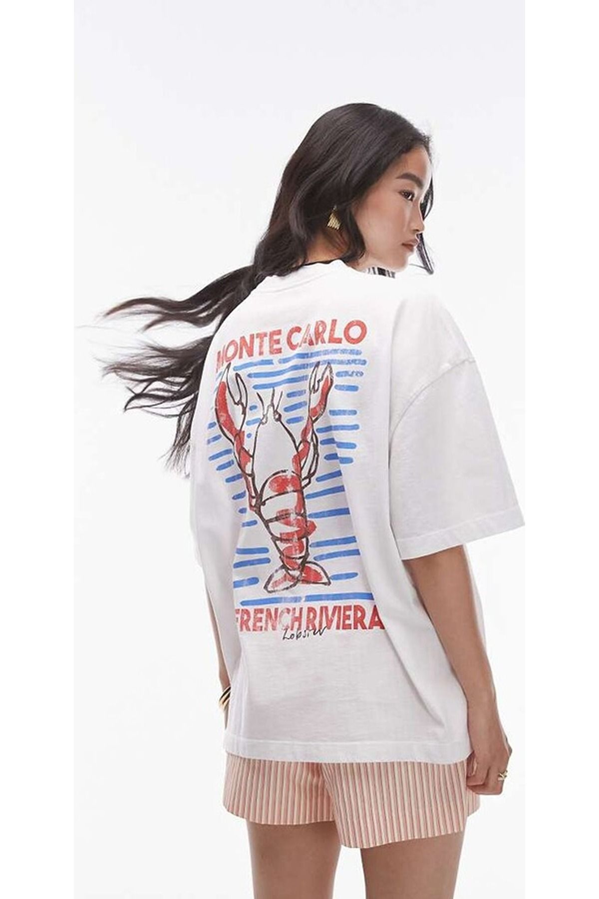 JANSO GROUP - KADIN BASKILI KISA KOLLU TSHIRT OVERSİZE BEDEN PAMUKLU 08