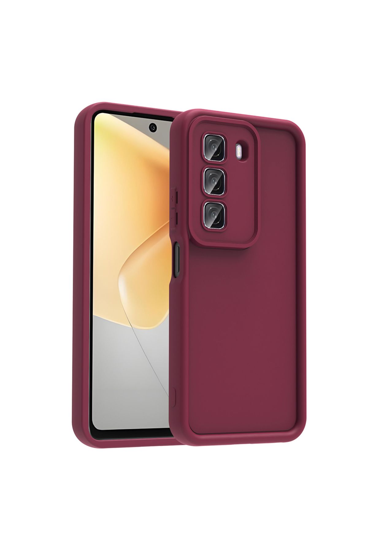 HTstore İnfinix Hot 50 4G Kılıf Kamera Korumalı Zore Ananas Kapak-Mürdüm