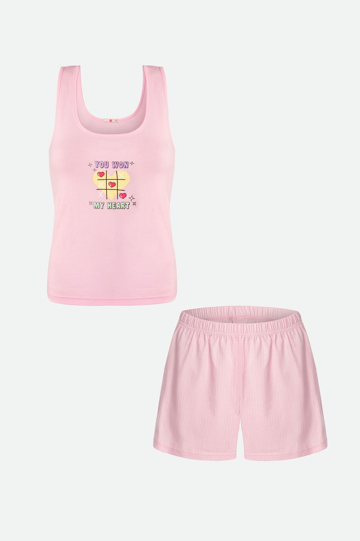 koza iç giyim Kadın Pamuklu Kalın Askılı Şortlu Pijama Takımı