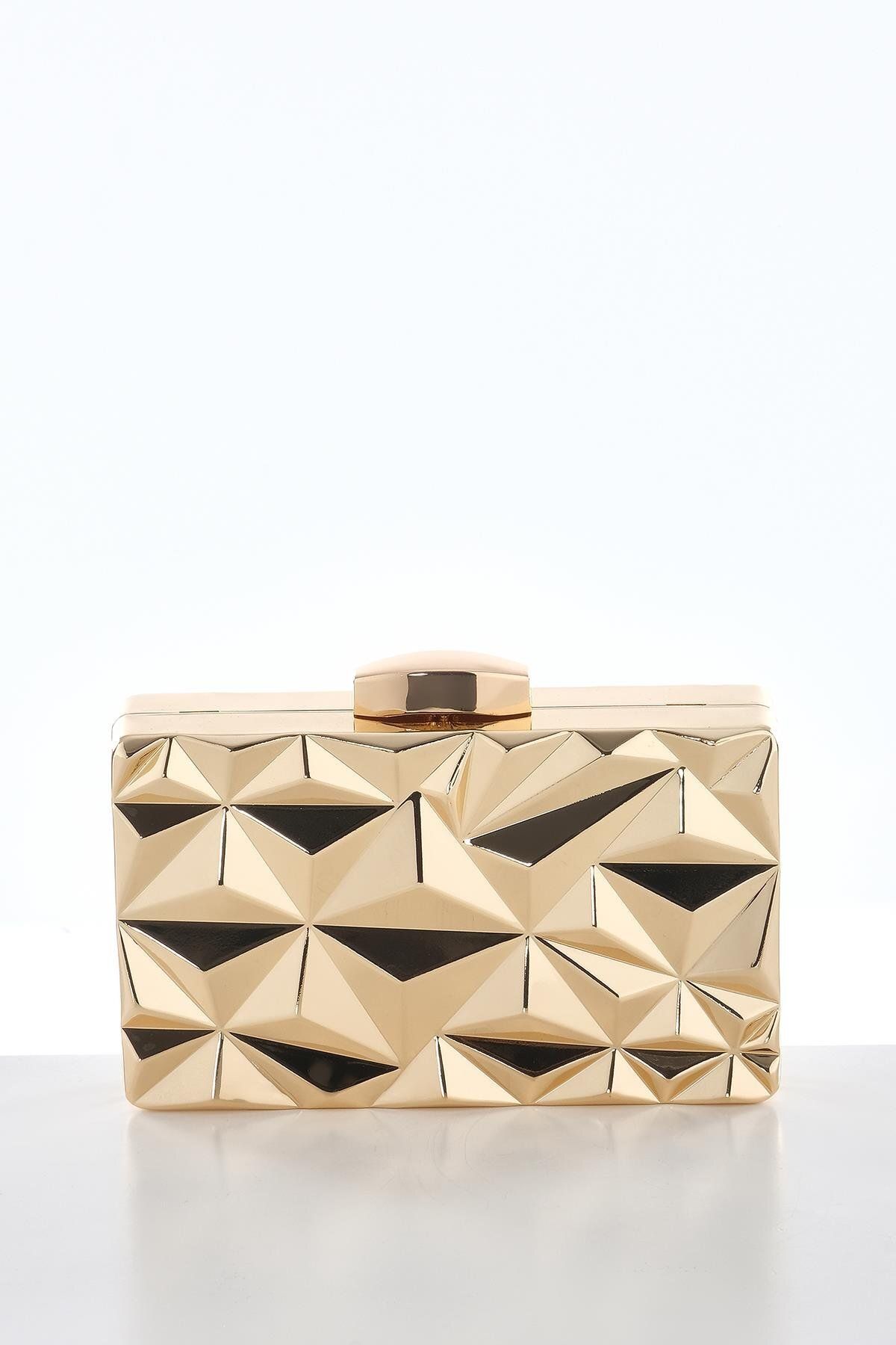 EXPLOSION Metal Piramit Clutch Zincir Askılı El Çanta