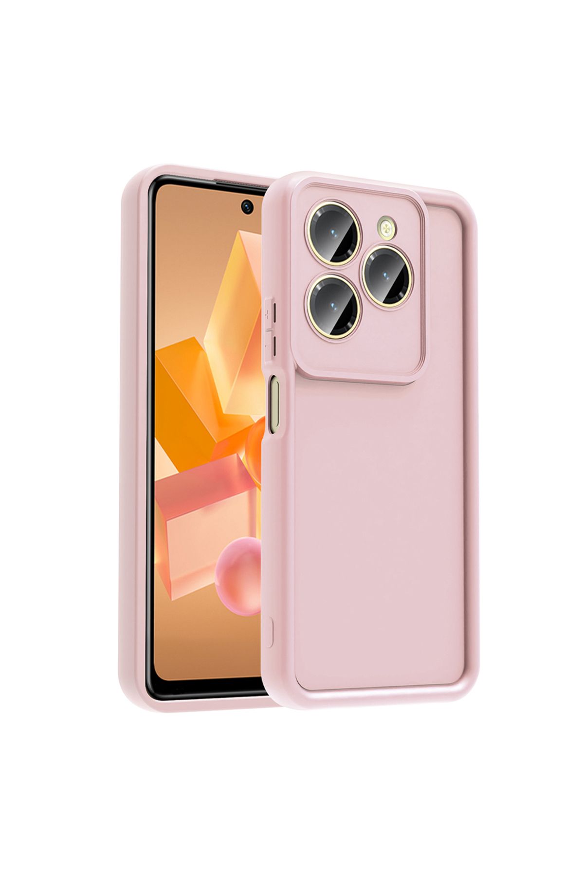 HTstore İnfinix Hot 40 Pro Kılıf Kamera Korumalı Zore Ananas Kapak-Pembe