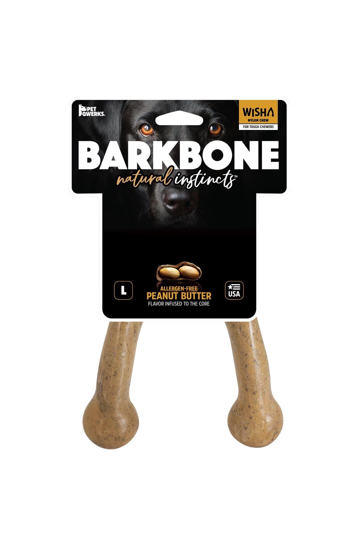 Pet Qwerks BarkBone Wishbone Lades Kemiği Şeklinde Fıstık Ezmesi Aromalı Köpek Çiğneme Kemiği (Büyük Boy)