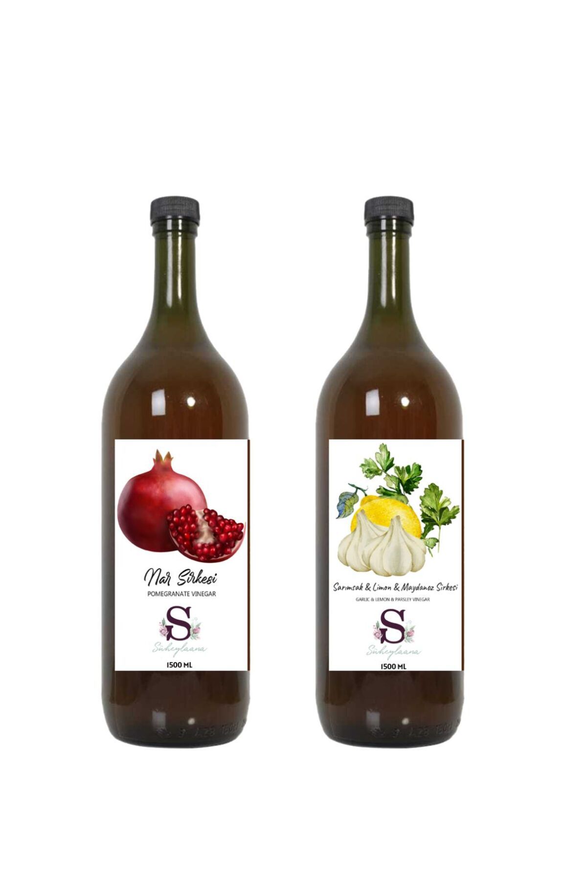Süheylaana Doğal Nar Sirkesi 1500 Ml - Doğal Sarımsak & Limon & Maydanoz Sirkesi 1500 Ml