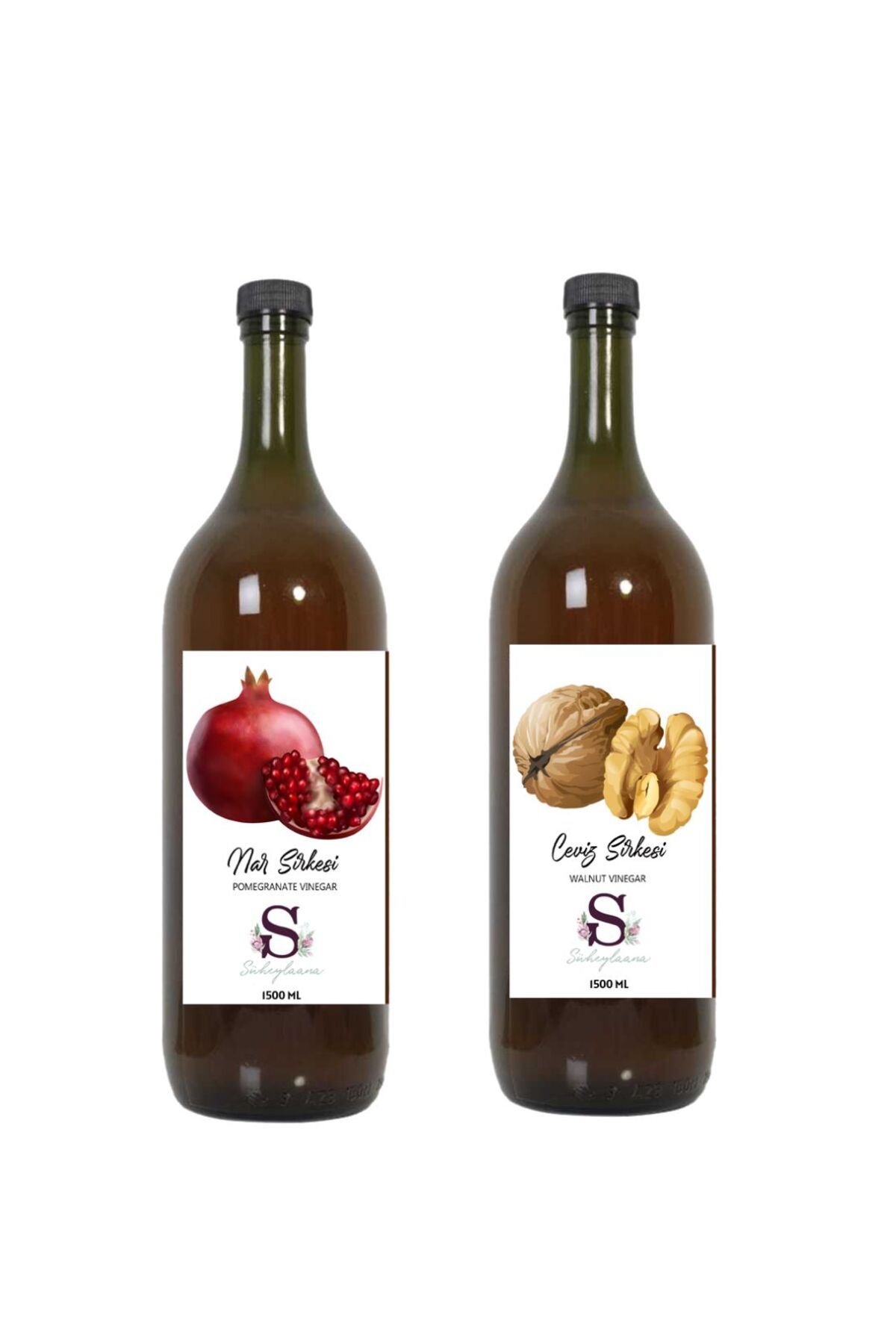 Süheylaana Doğal Nar Sirkesi 1500 Ml - Doğal Ceviz Sirkesi 1500 Ml