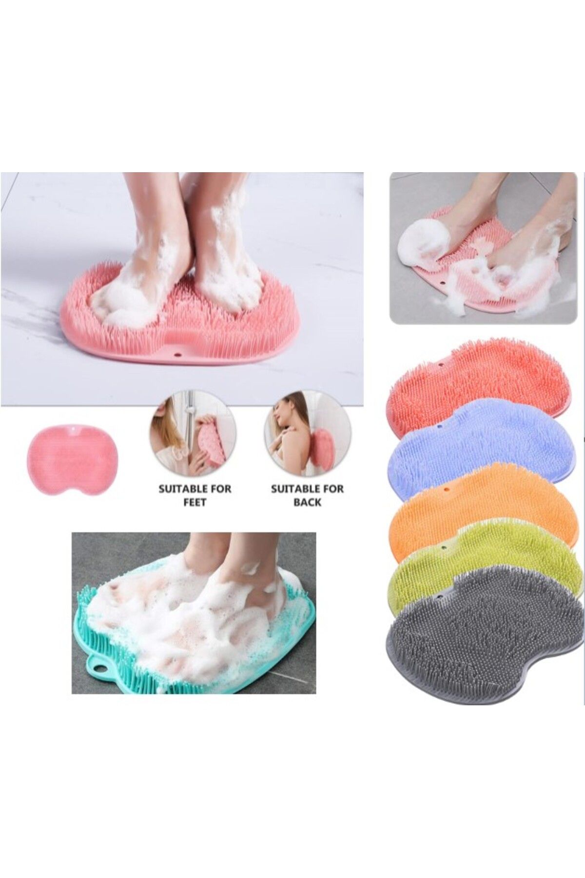 Menessa World Vantuzlu Banyo Sırt Fırçası ve Masaj Matı