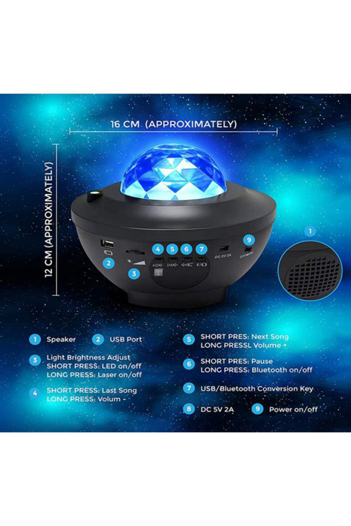 Generic-Cool Baby Bluetooth LED Star Projector Night Lamp Multicolour 5