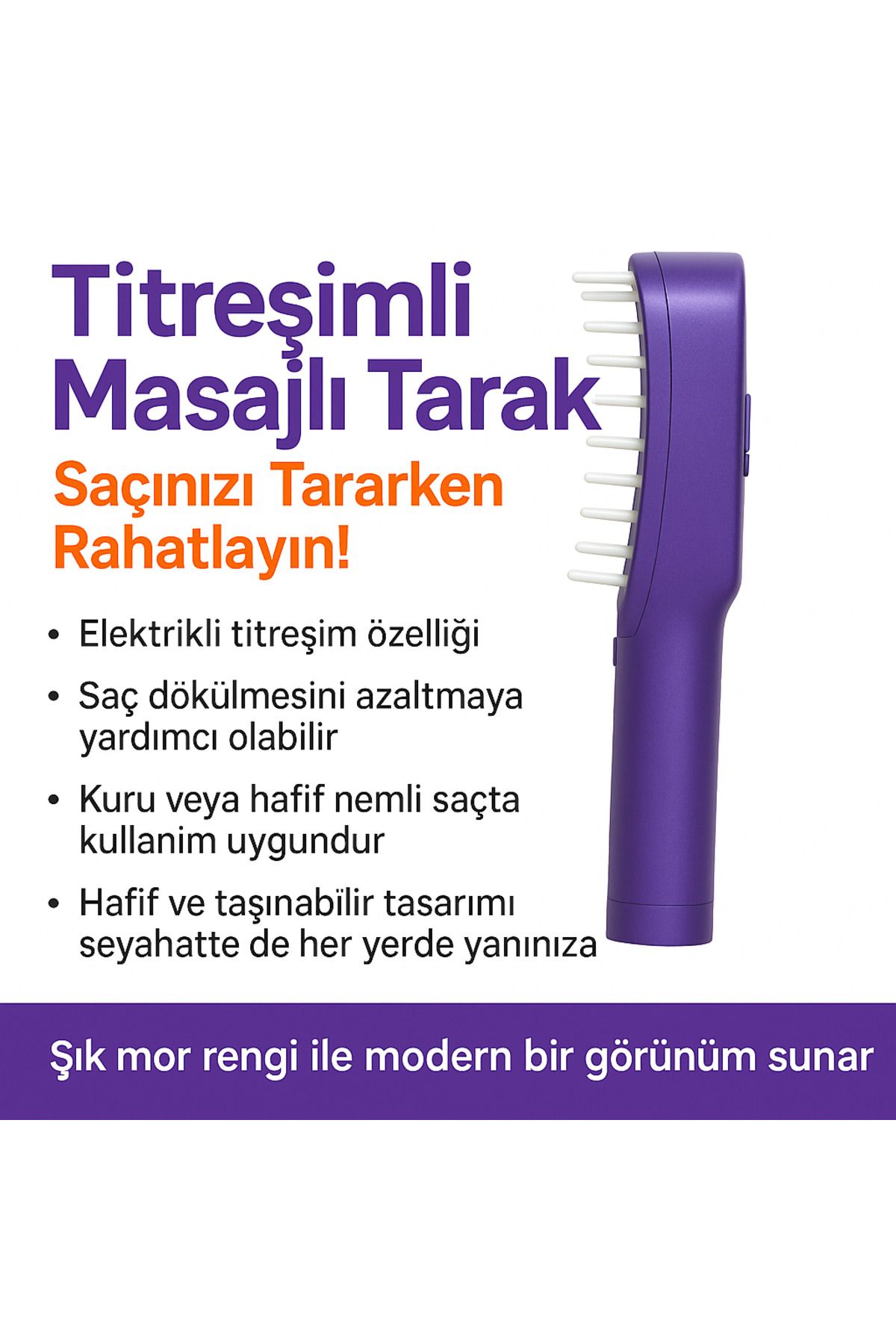 potasyum Isıtmalı Elektrikli Masajlı Saç Düzleştirici Tarak – Ayarlanabilir Isı, Kolay Kullanım"