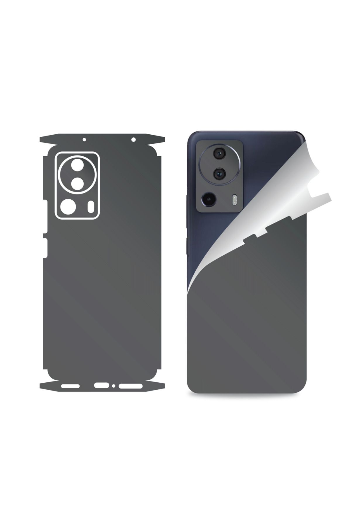 Bowie Xiaomi Mi 13 Lite için uyumlu 360 full arka ve yan kaplama koruma sticker KOYU GRİ