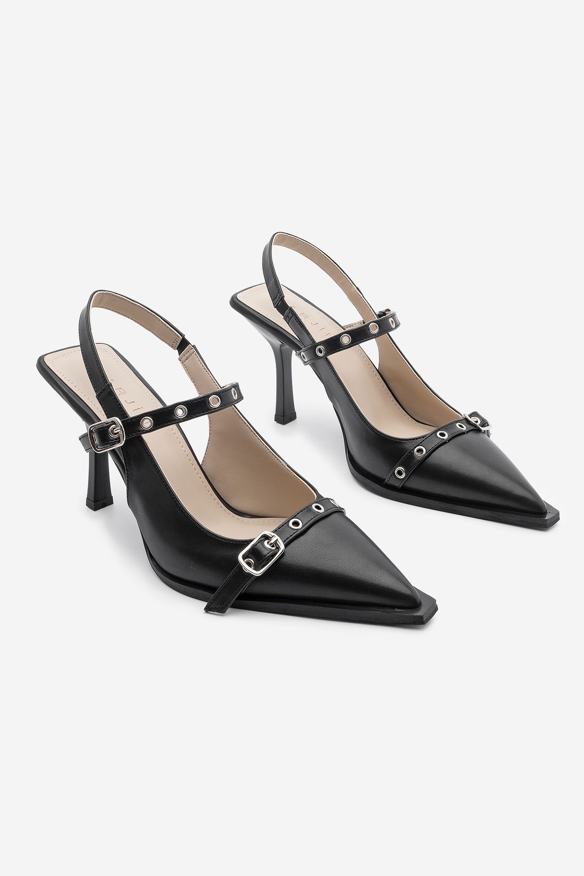 استیلتو زنانه STILETTO با اشاره به پشتی بینی پشت کتاب کفش پاشنه بلند کتابخانه سیاه Marjin