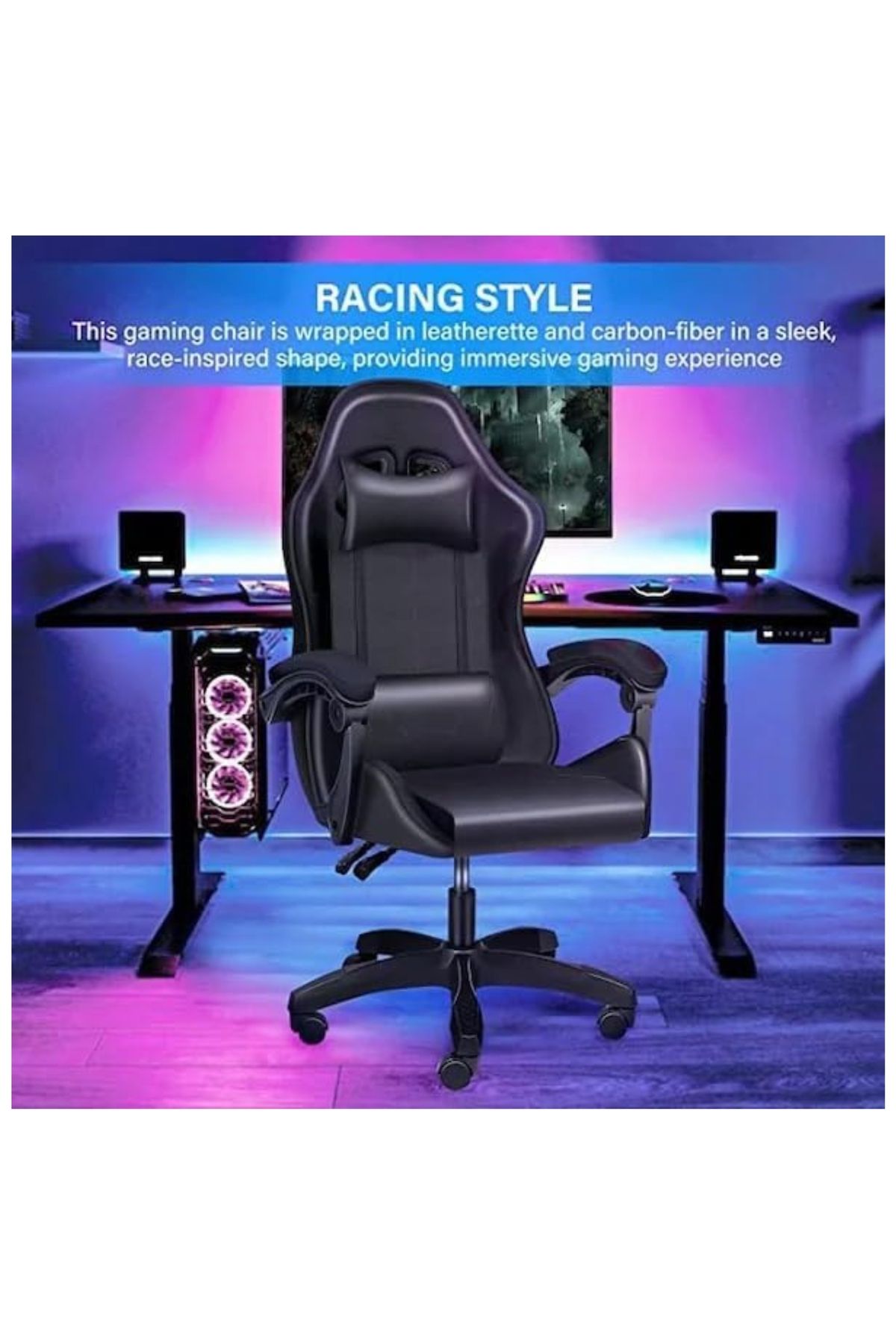 Woodies-Ergonomic High Back Gaming Chairs with Reclining and Height Adjustable Black Color 5