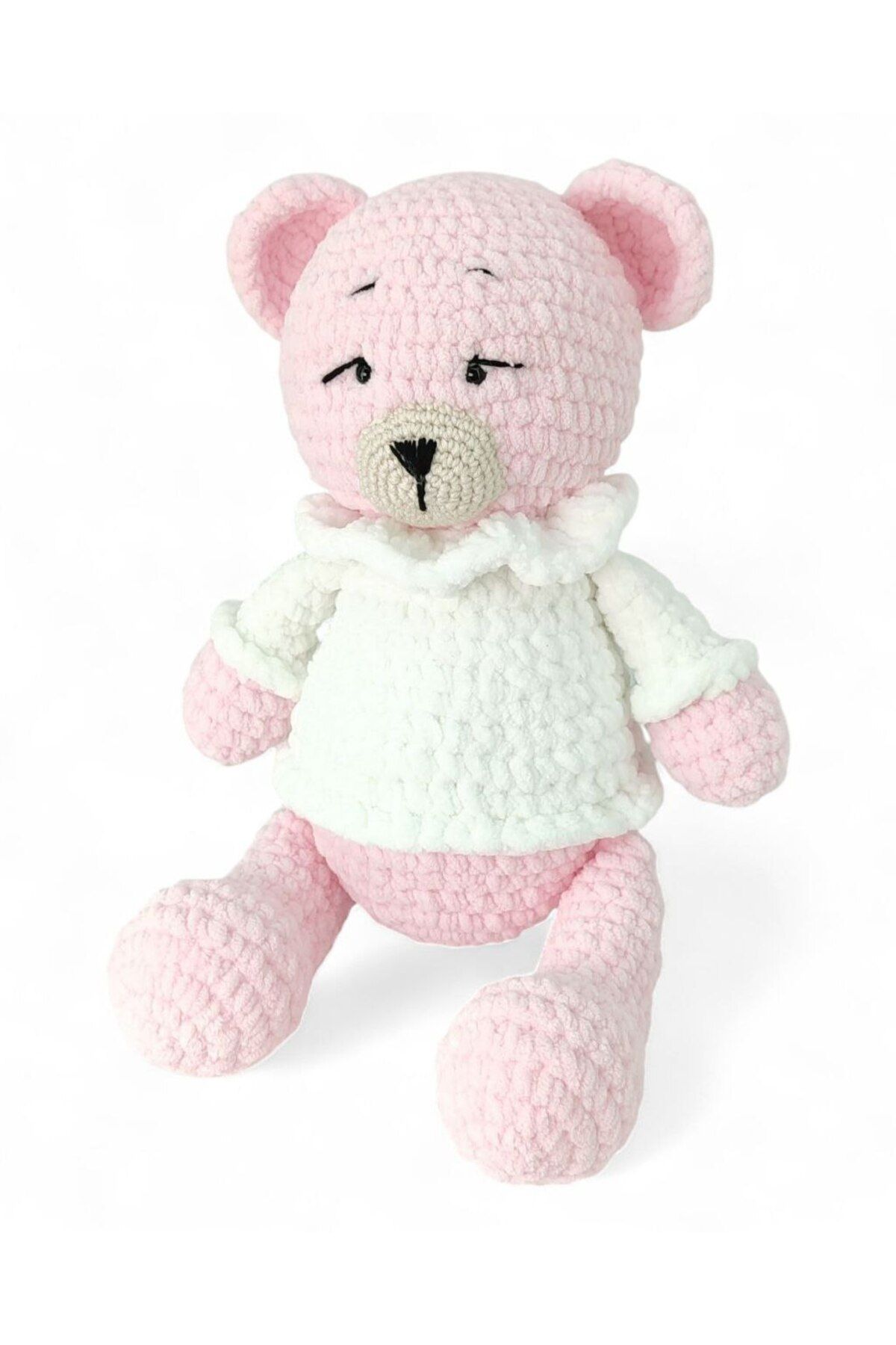 Handmade El Örgüsu Kadife Peluş Oyuncak – Sevimli Ayıcık ( Büyük boy 45 cm)