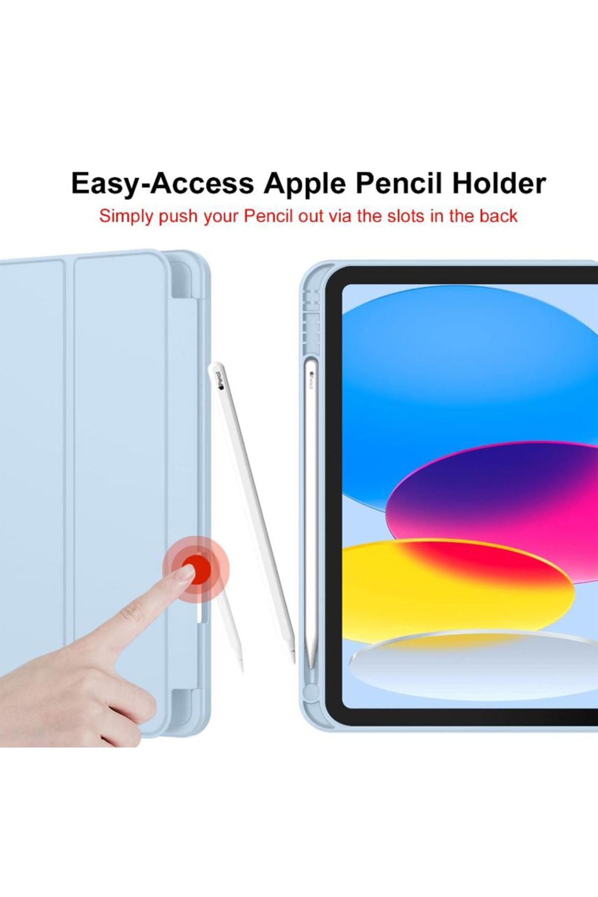 REDz Accessories-Husă cu suport pentru stilou pentru iPad 10 2022/2024, iPad 11 2025, protecție completă, pliabilă, albastru deschis 5