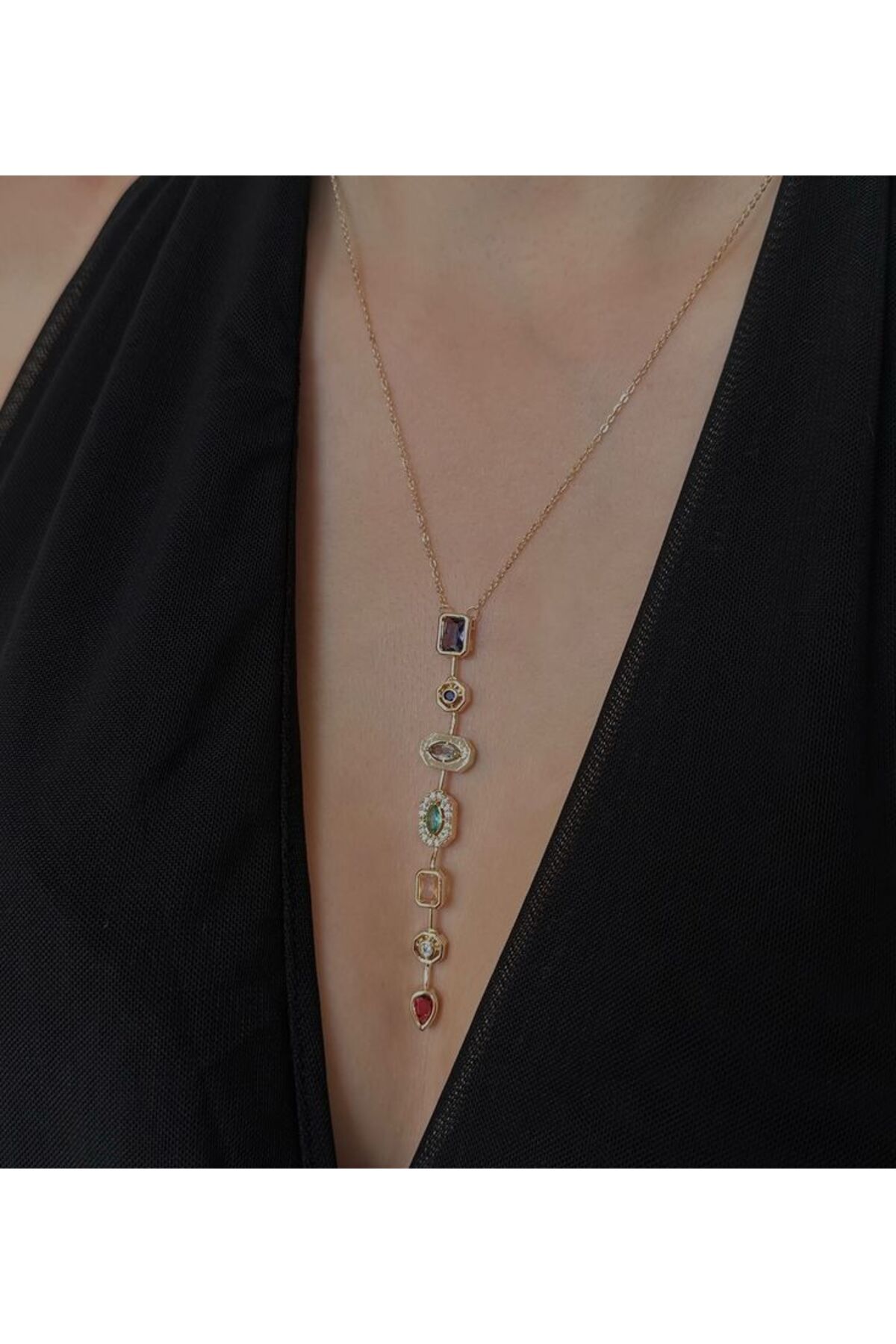 Chiaro Accessory Renkli Çok Taşlı Y Kolye