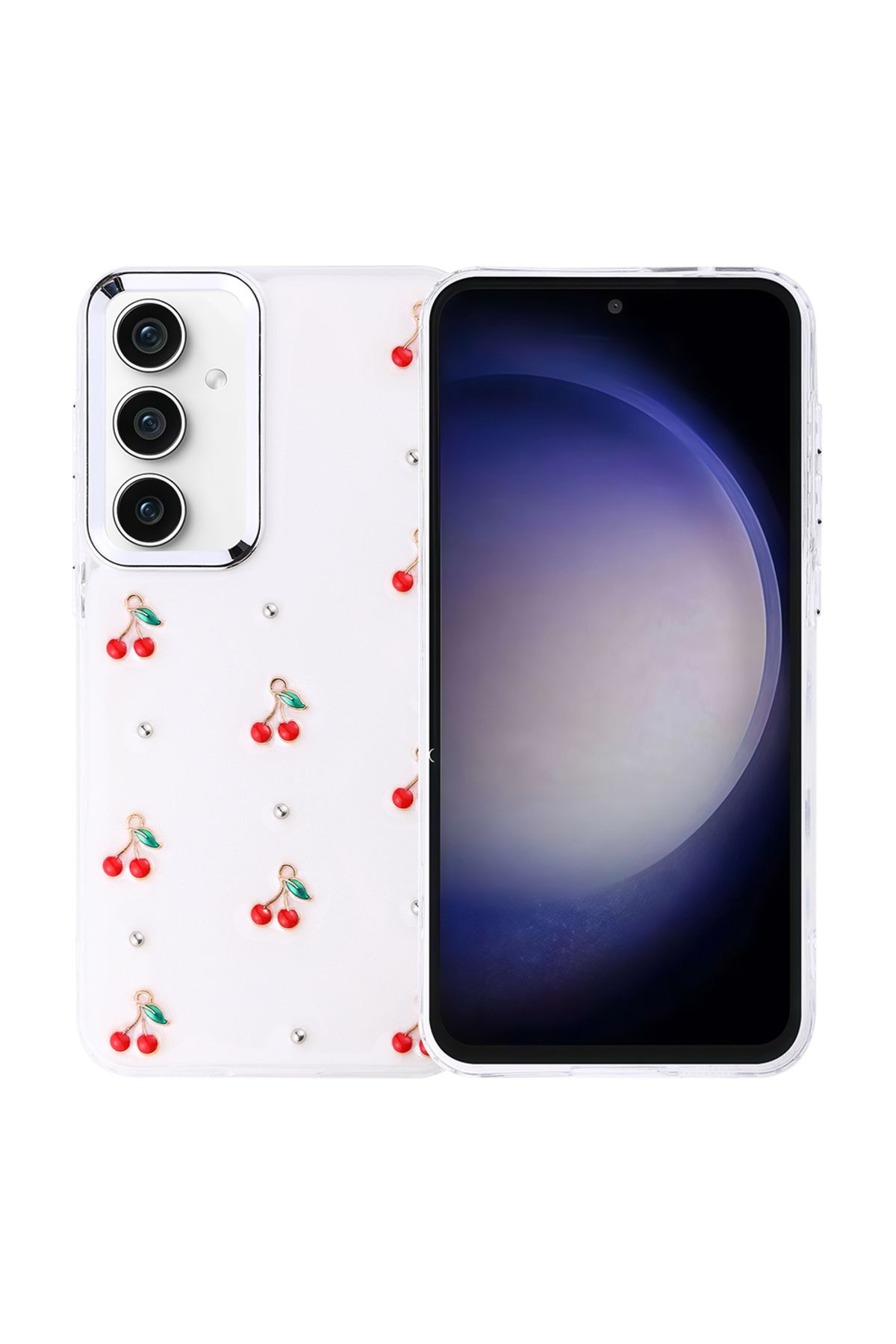 HTstore Galaxy Uyumlu S23 FE Kılıf Airbag Tasarımlı Simli Şeffaf Zore Kutup Kapak