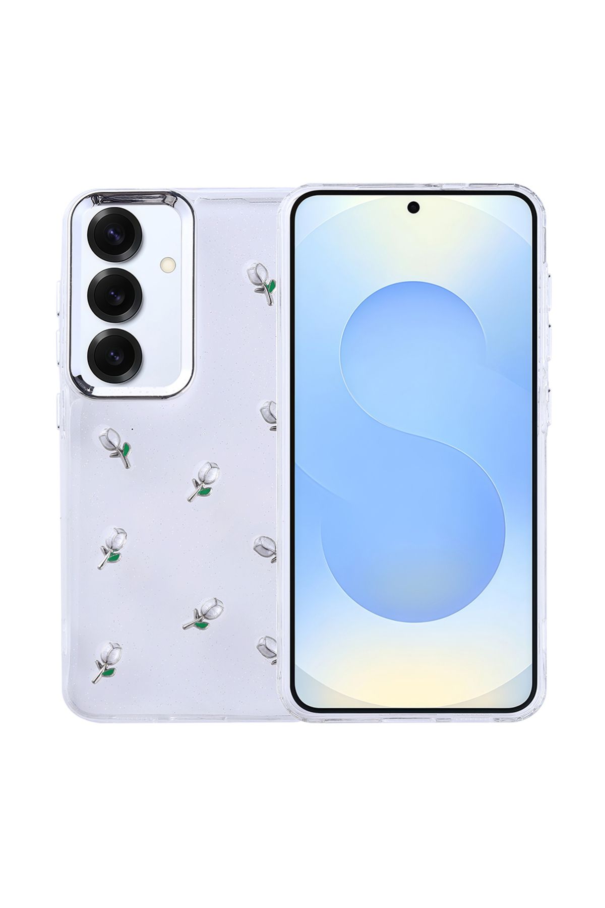 HTstore Galaxy Uyumlu S25 Plus Kılıf Airbag Tasarımlı Simli Şeffaf Zore Kutup Kapak-Lale