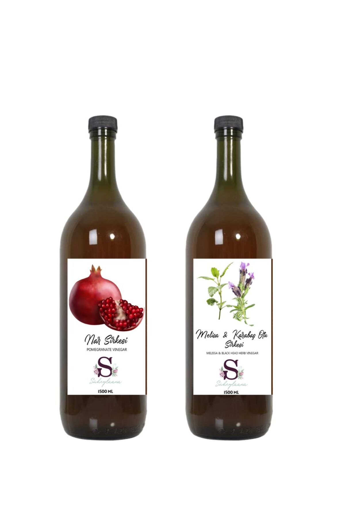 Süheylaana Doğal Nar Sirkesi 1500 Ml - Doğal Melisa Karabaş Otu Sirkesi 1500 Ml