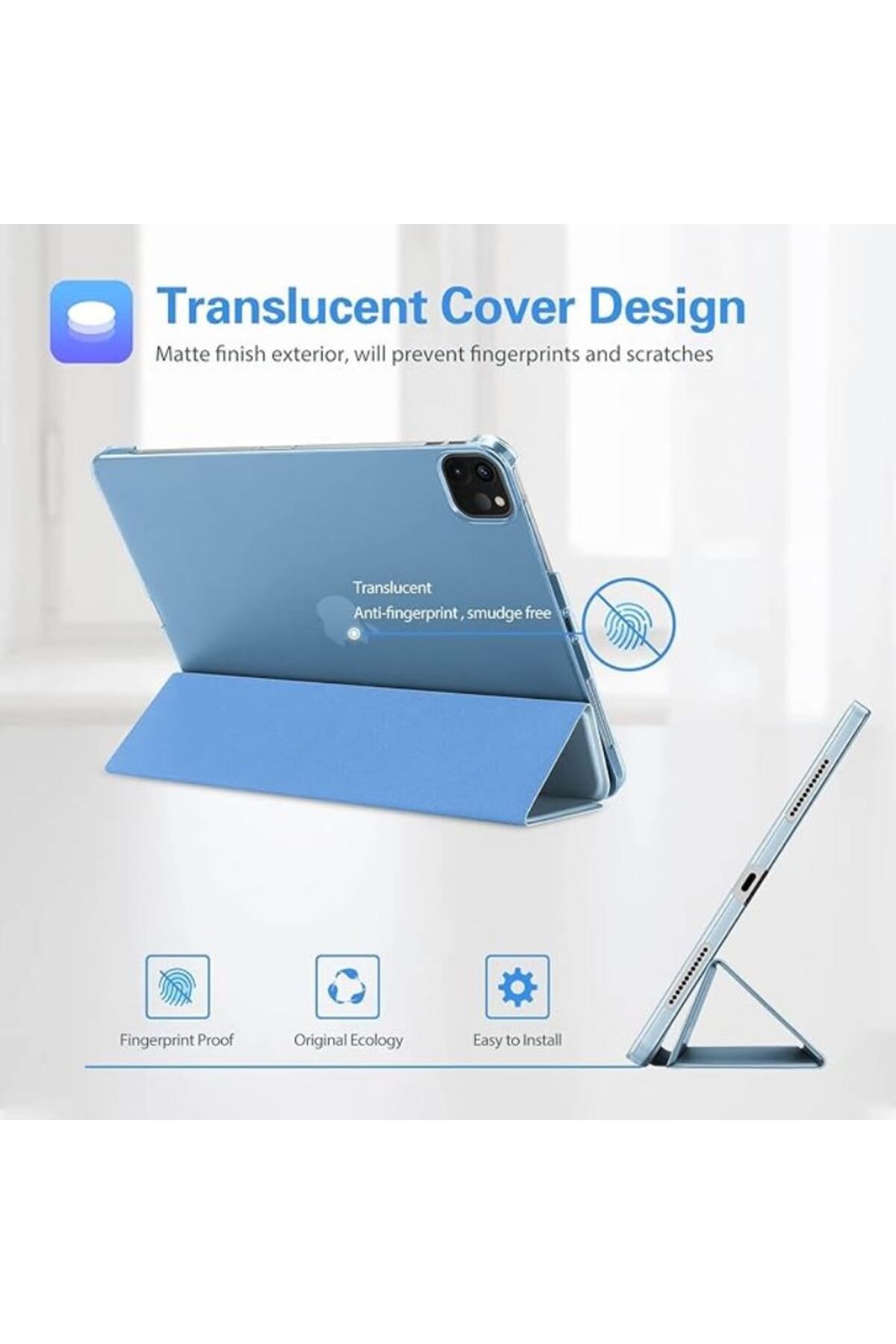 REDz Accessories-Husă cu clapă pentru Apple iPad Pro 11, Air 11, Air 4/5, protecție pentru cărți, suport de vizualizare, albastră 3