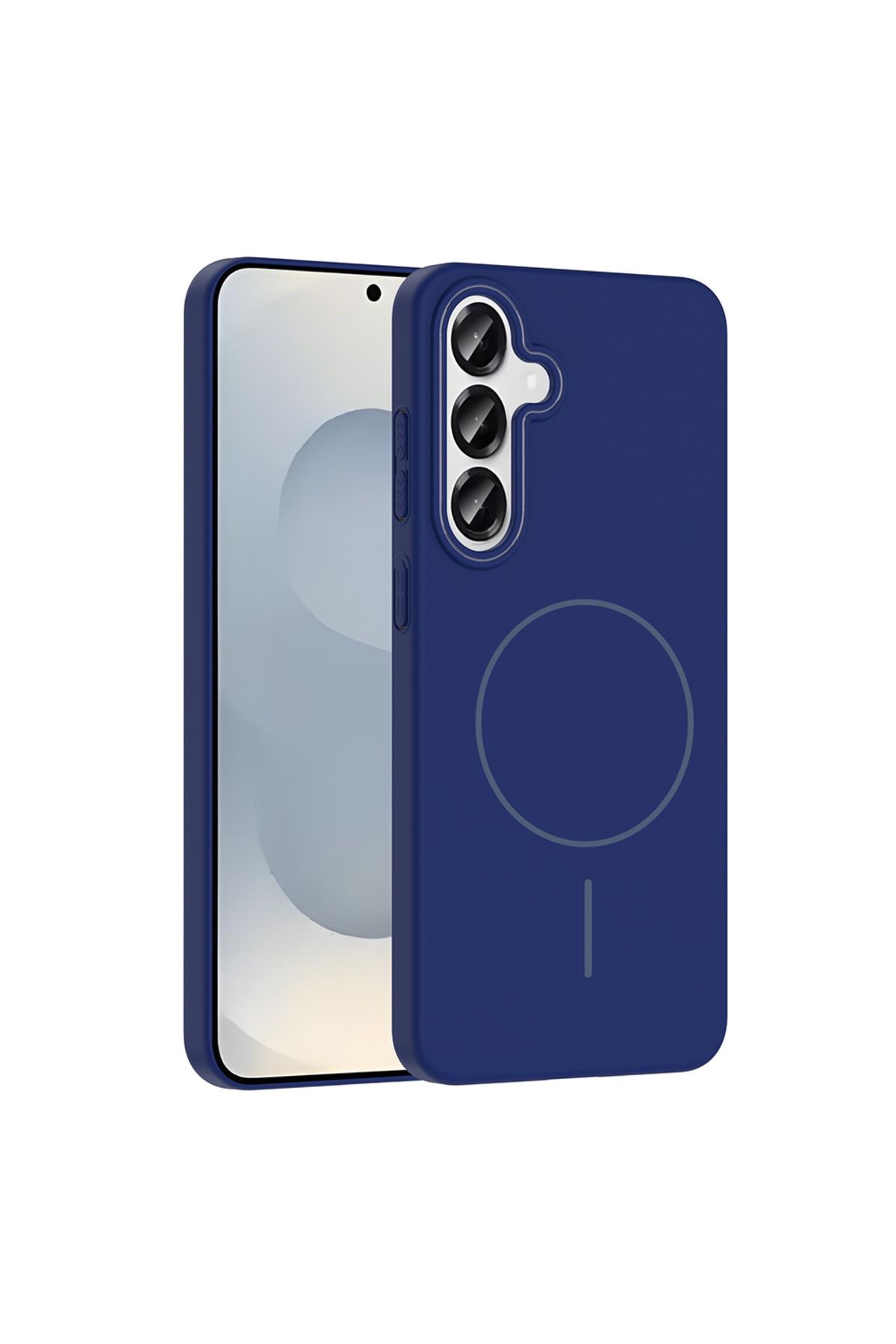 HTstore Galaxy Uyumlu S25 Plus Kılıf M-safe Şarj Özellikli Zore Ruby Sert Kapak-Lacivert